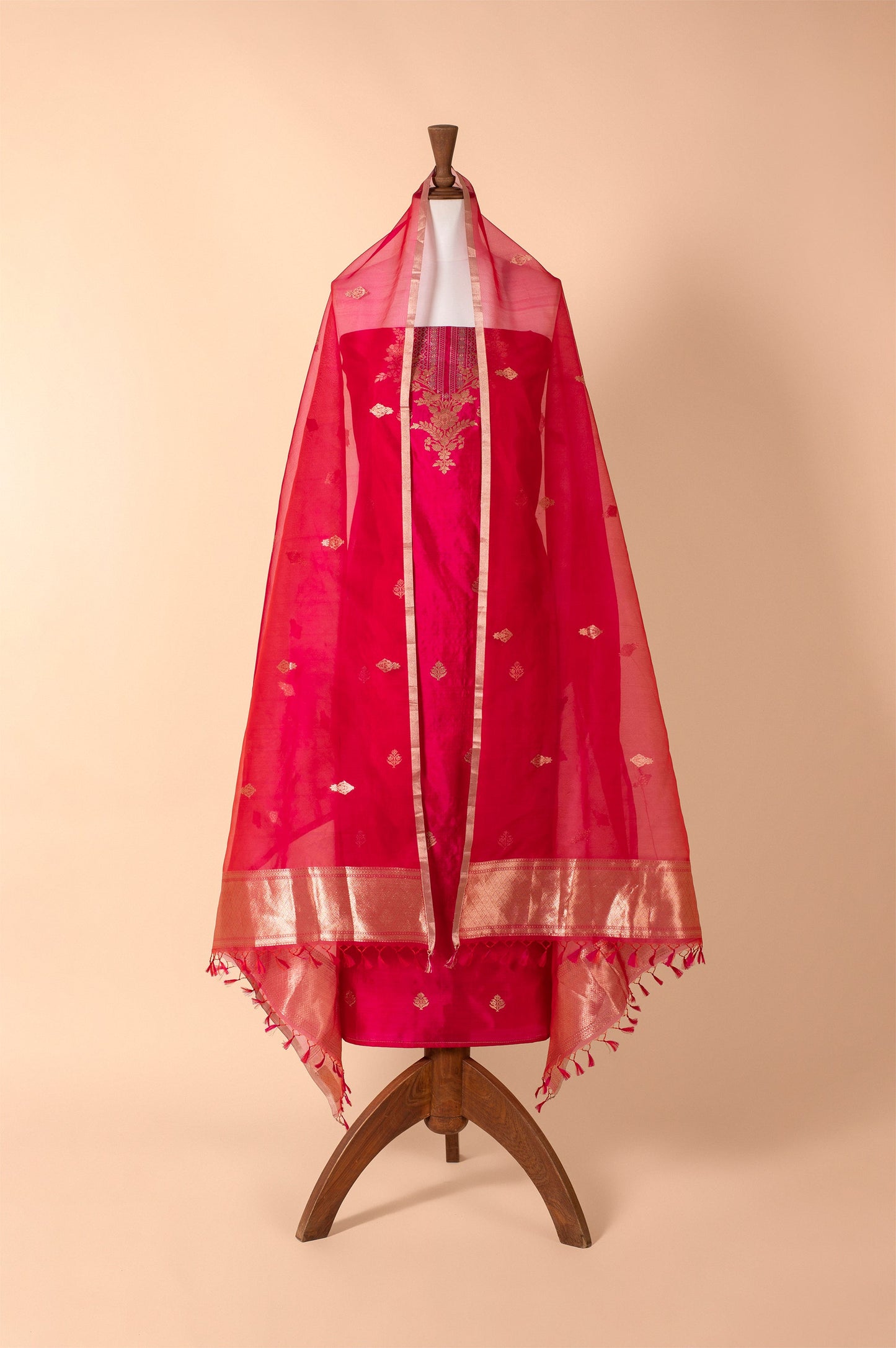 Handwoven Pink Silk Suit Piece