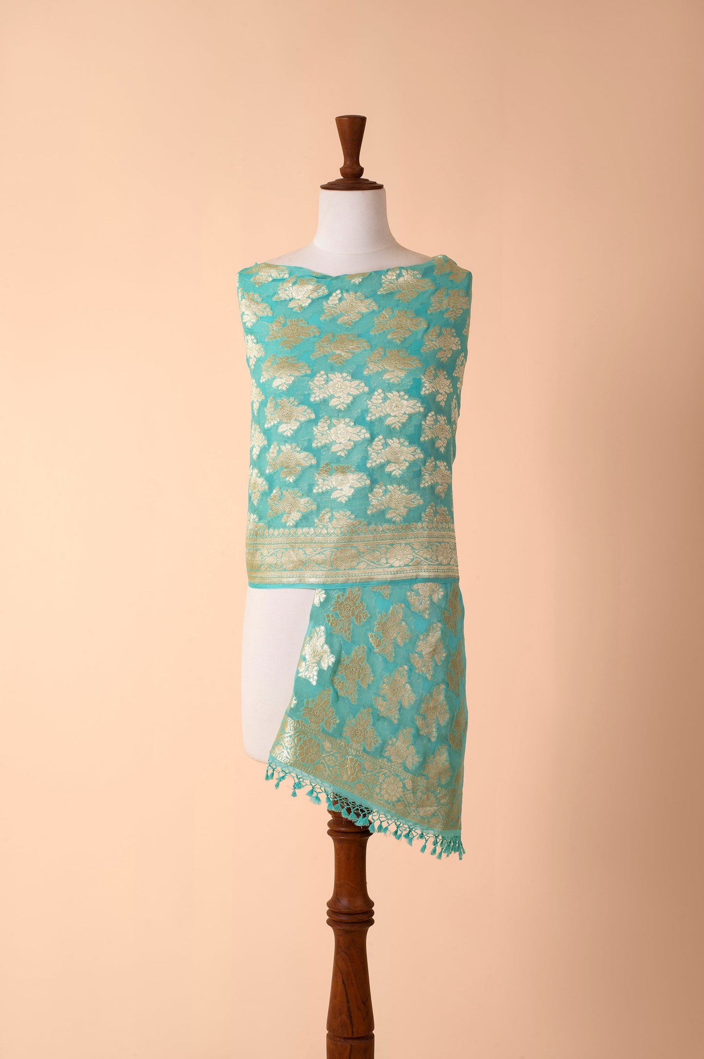 Handwoven Electric Blue Georgette Dupatta