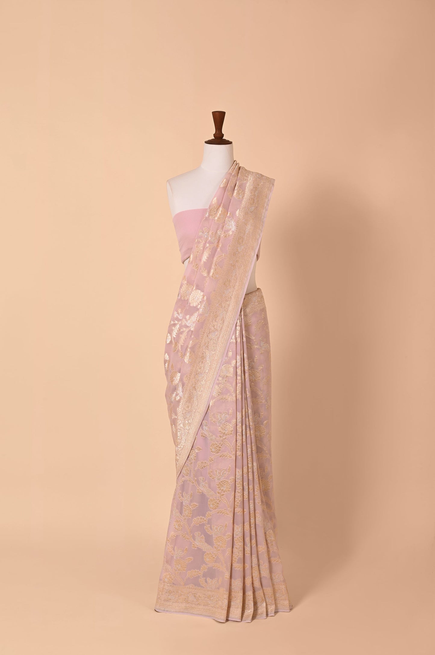 Handwoven Mauve Georgette Sari