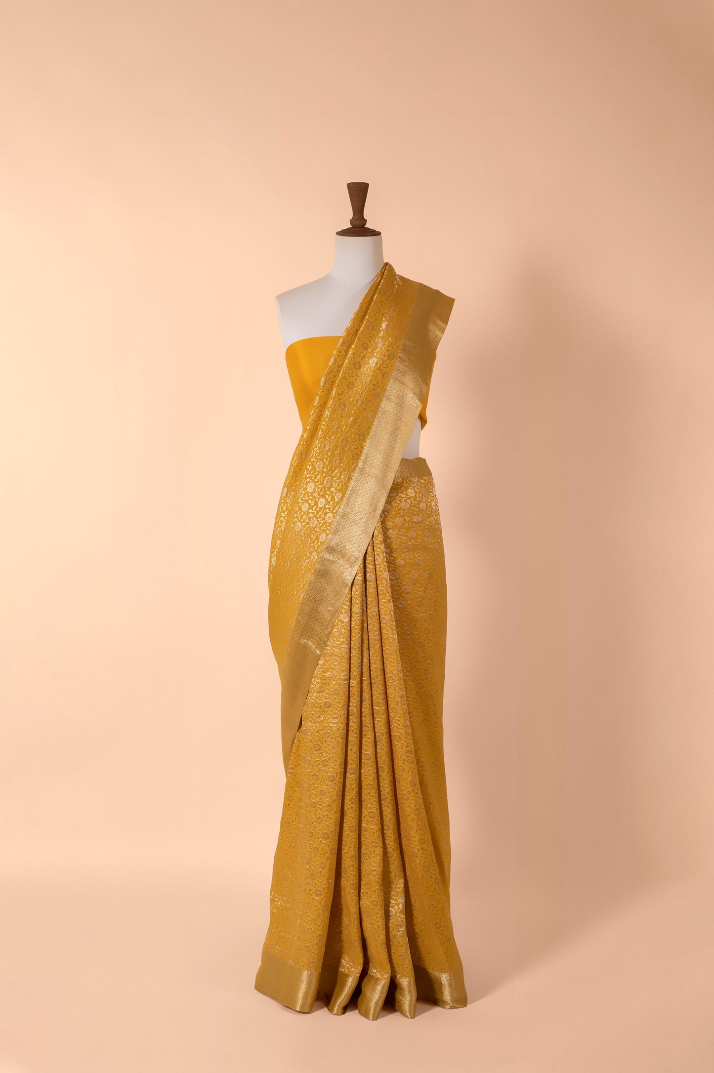 Handwoven Yellow Georgette Sari