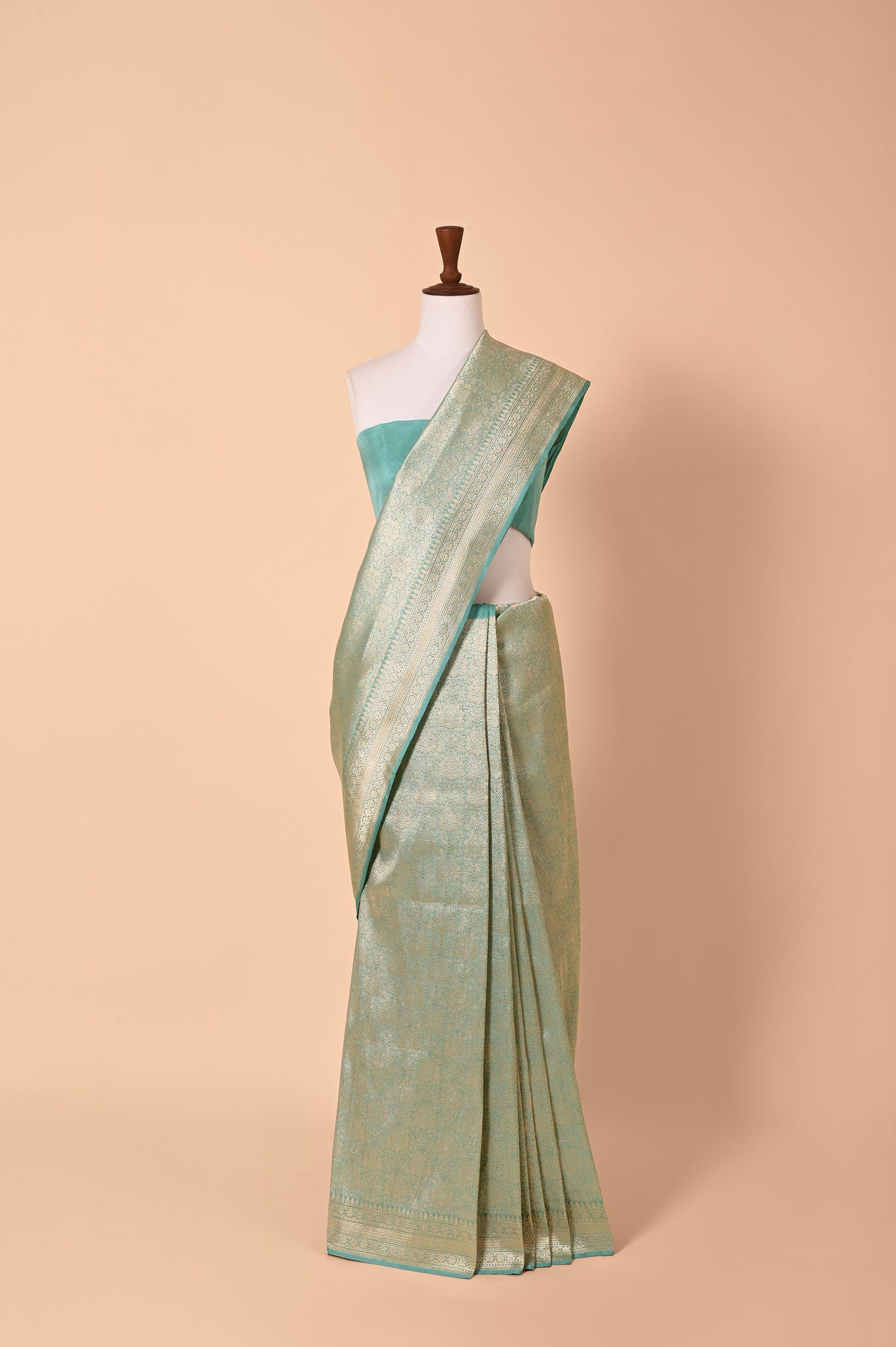 Handwoven Aqua Blue Silk Saree