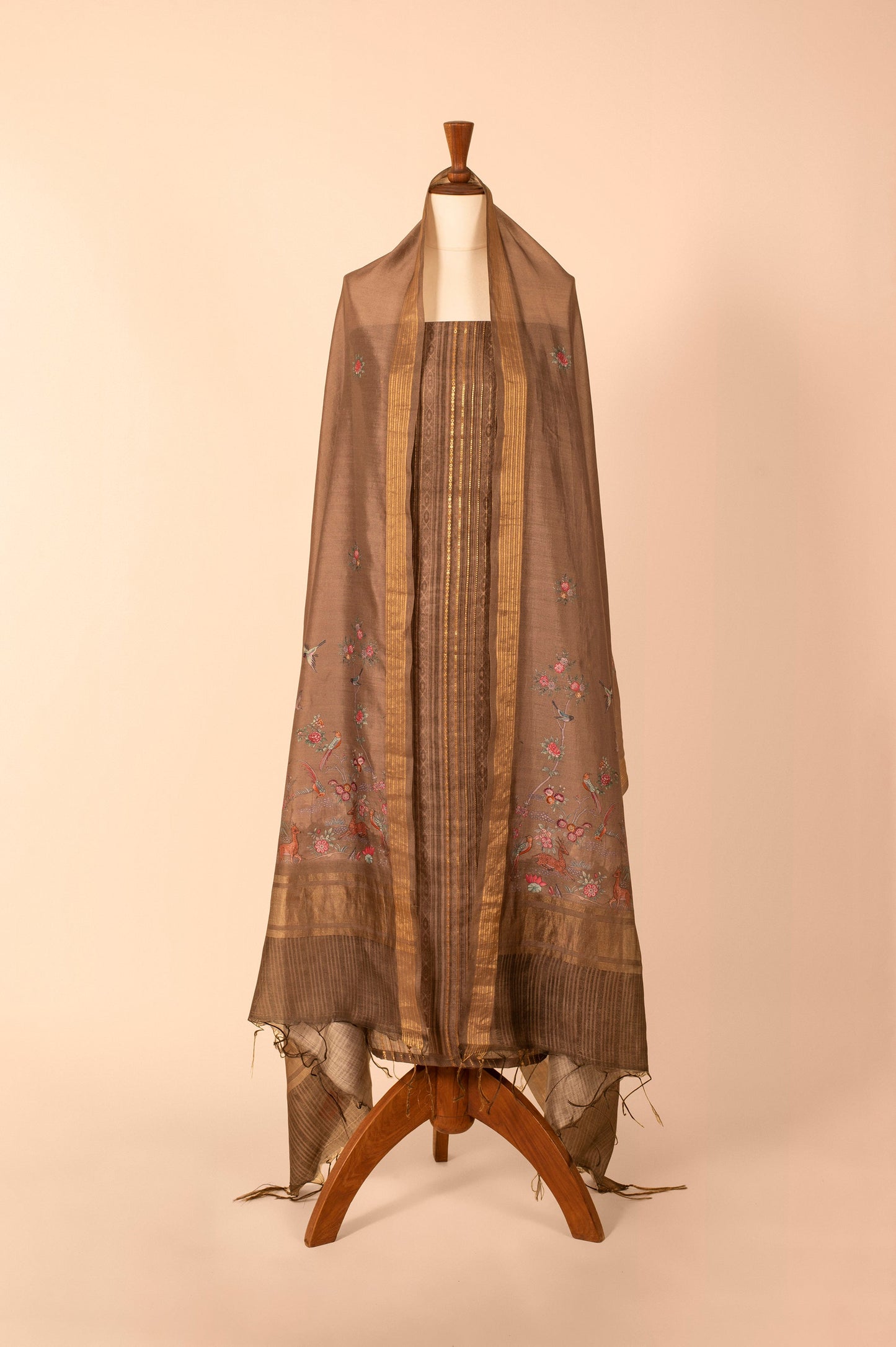 Handwoven Grey Chanderi Suit Piece