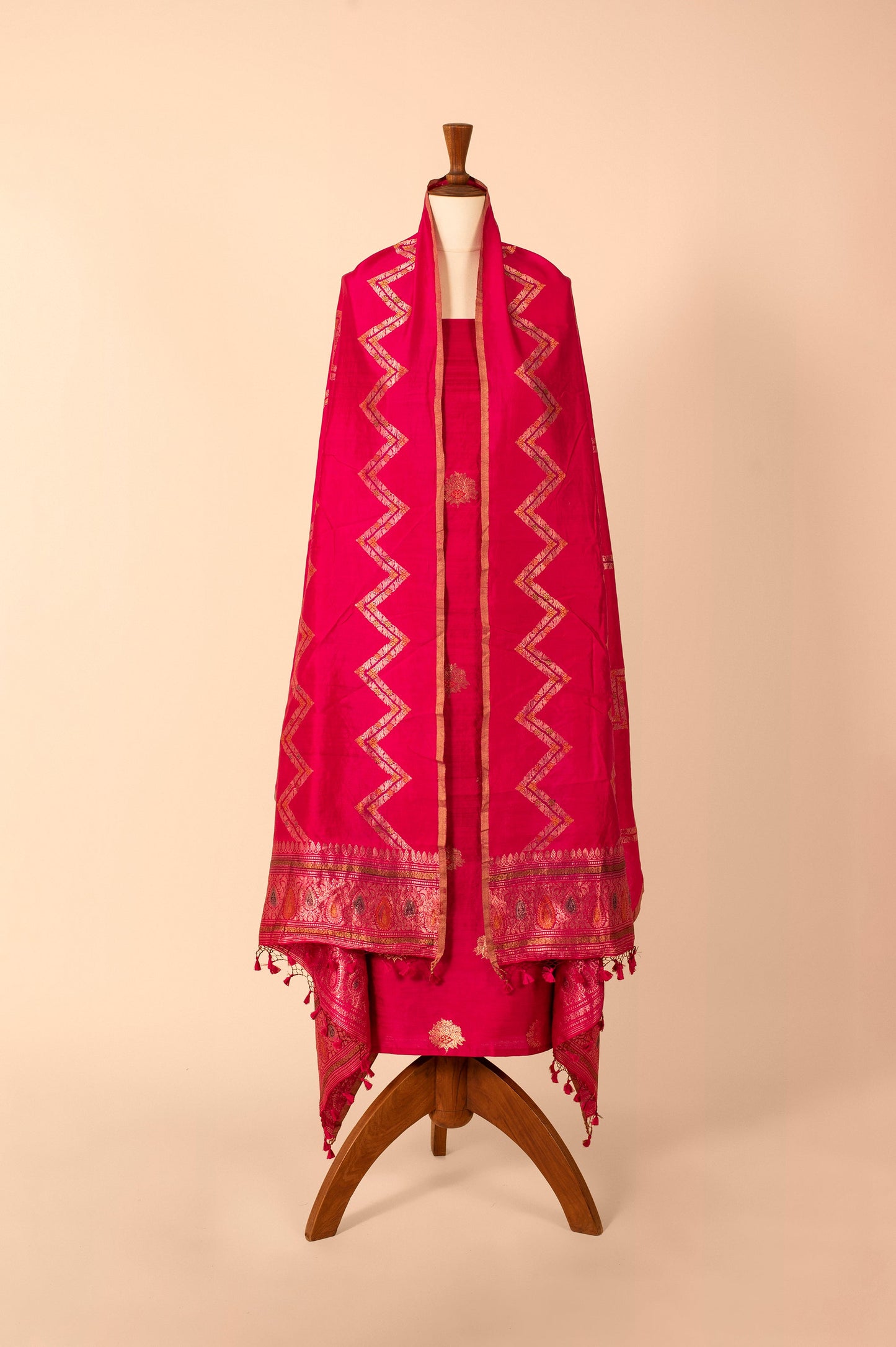 Handwoven Pink Silk Suit Piece