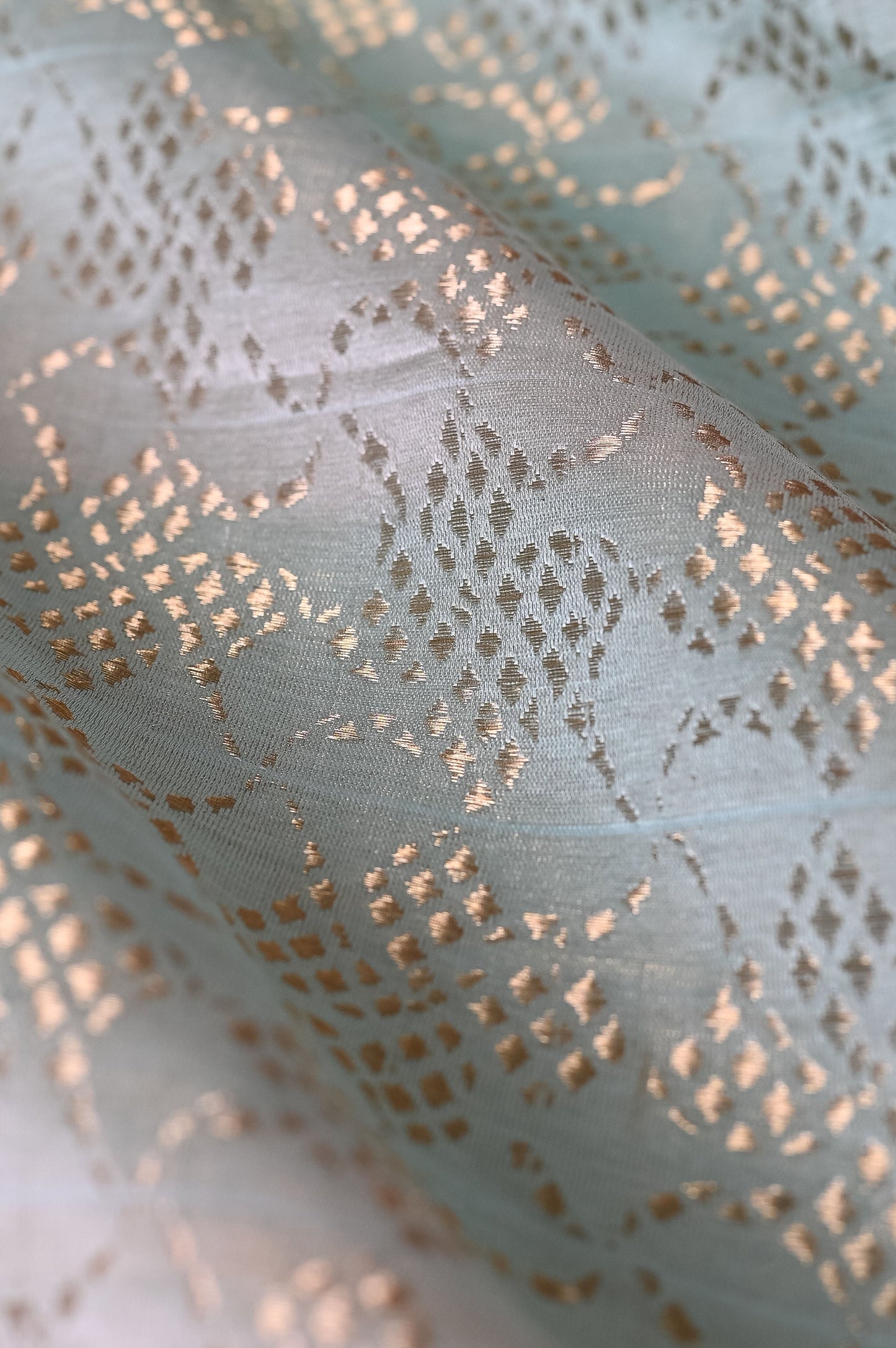 Handwoven Pastel Green Satin Silk Blouse Fabric