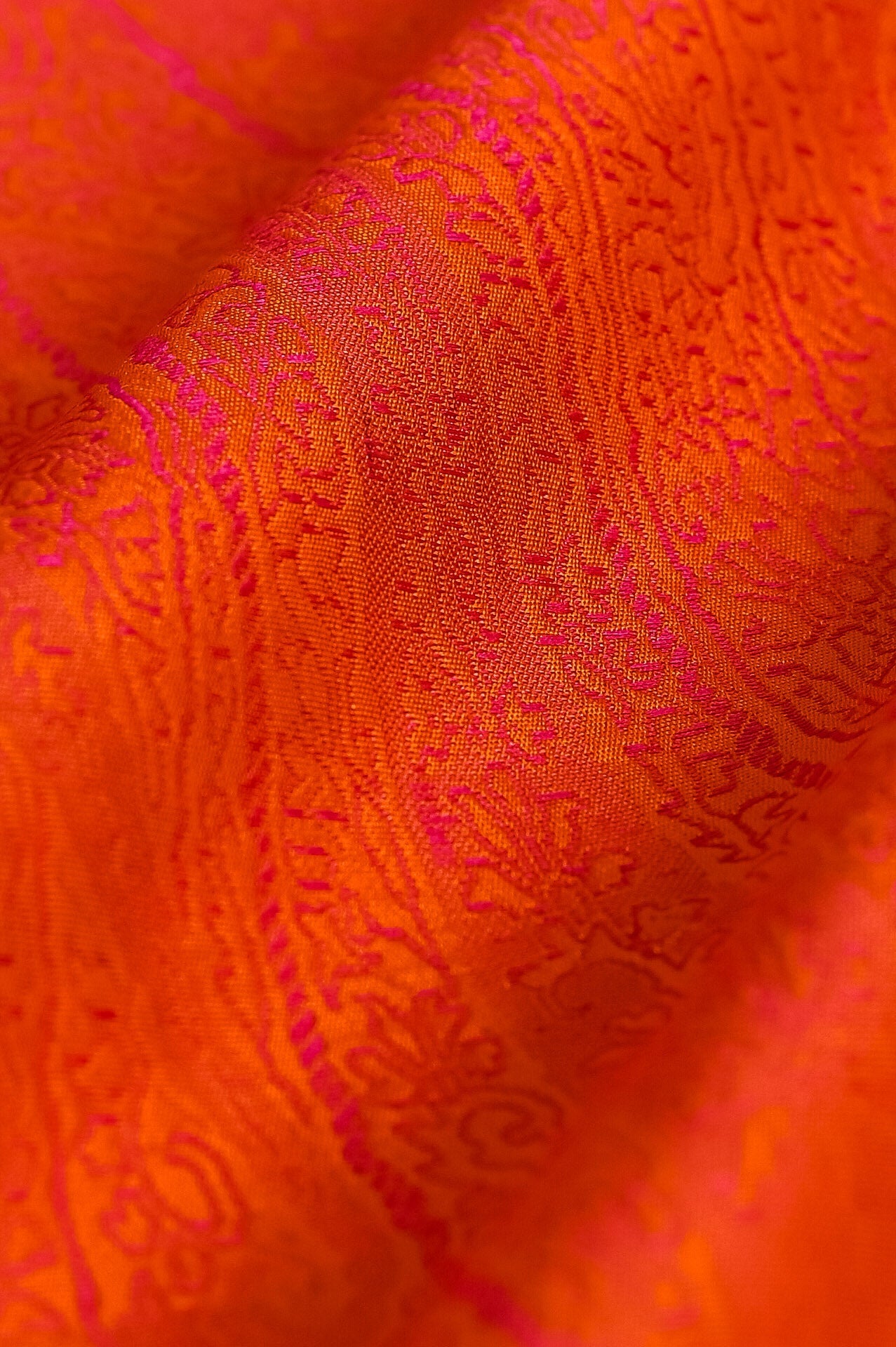 Handwoven Orange Silk Blouse Fabric