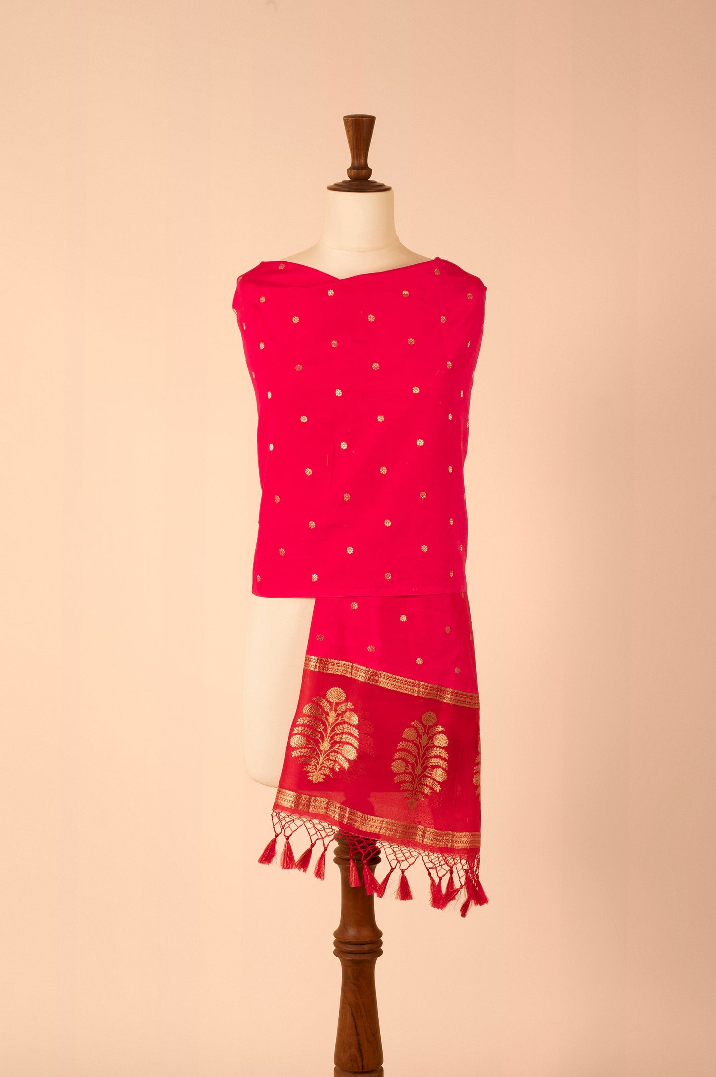 Handwoven Pink Silk Dupatta