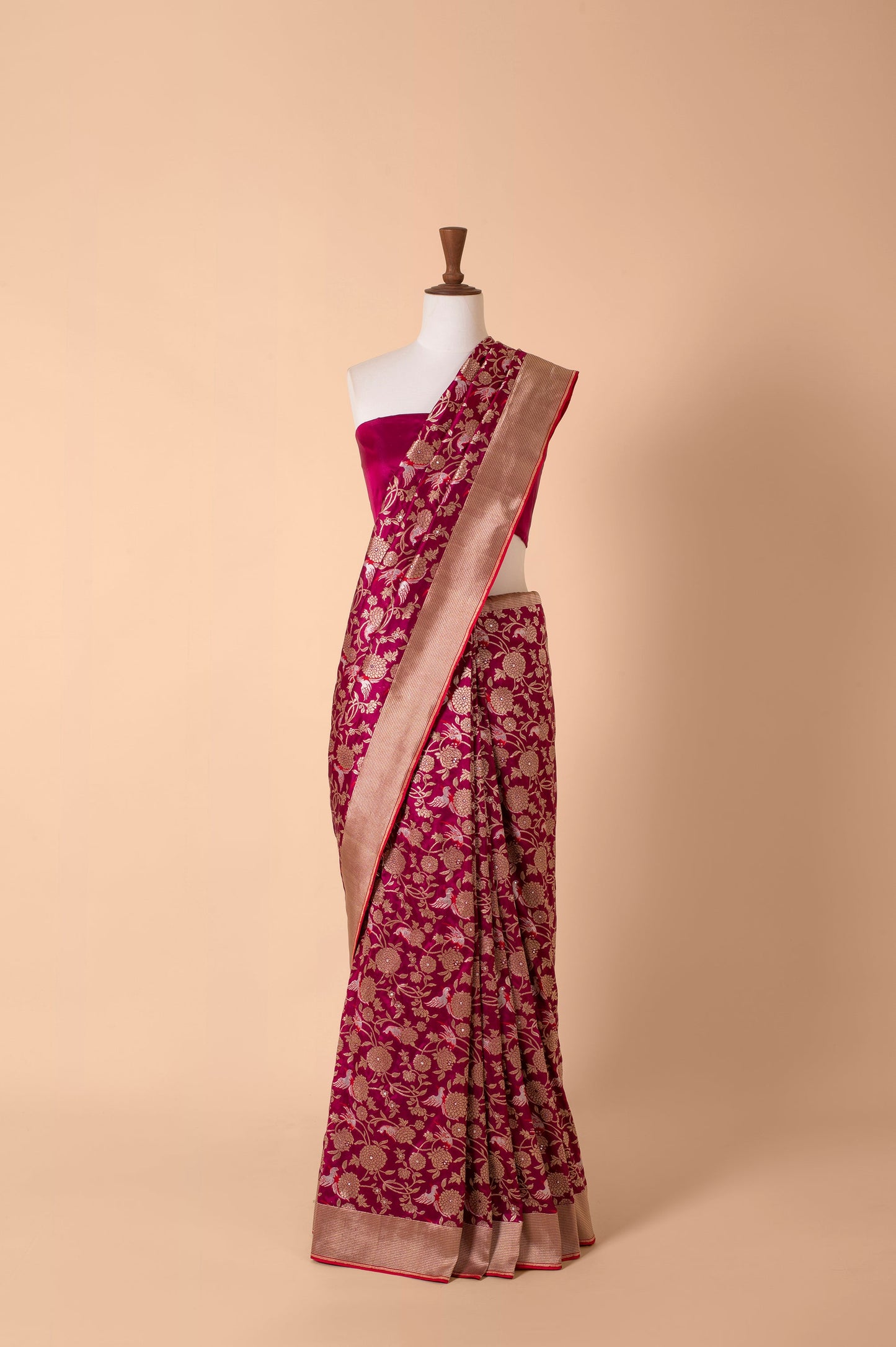 Handwoven Magenta Silk Sari