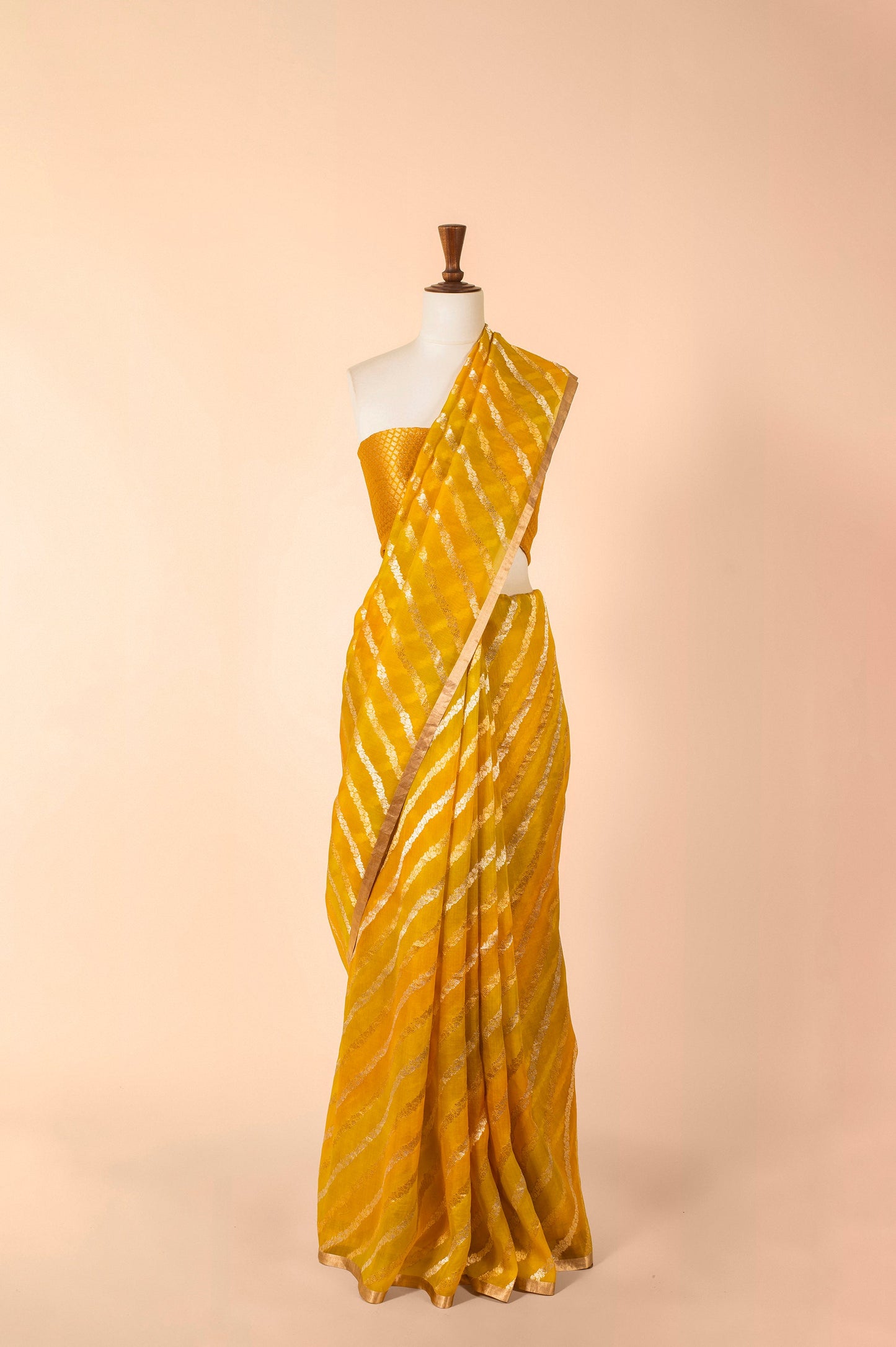 Handwoven Mustard Organza Sari