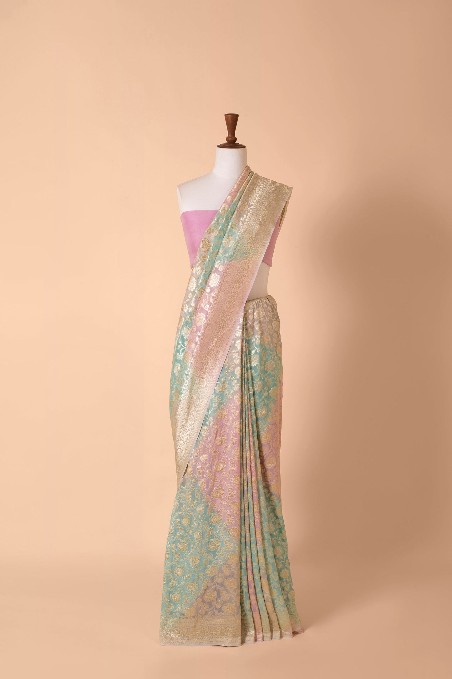 Handwoven Multicolor Georgette Sari
