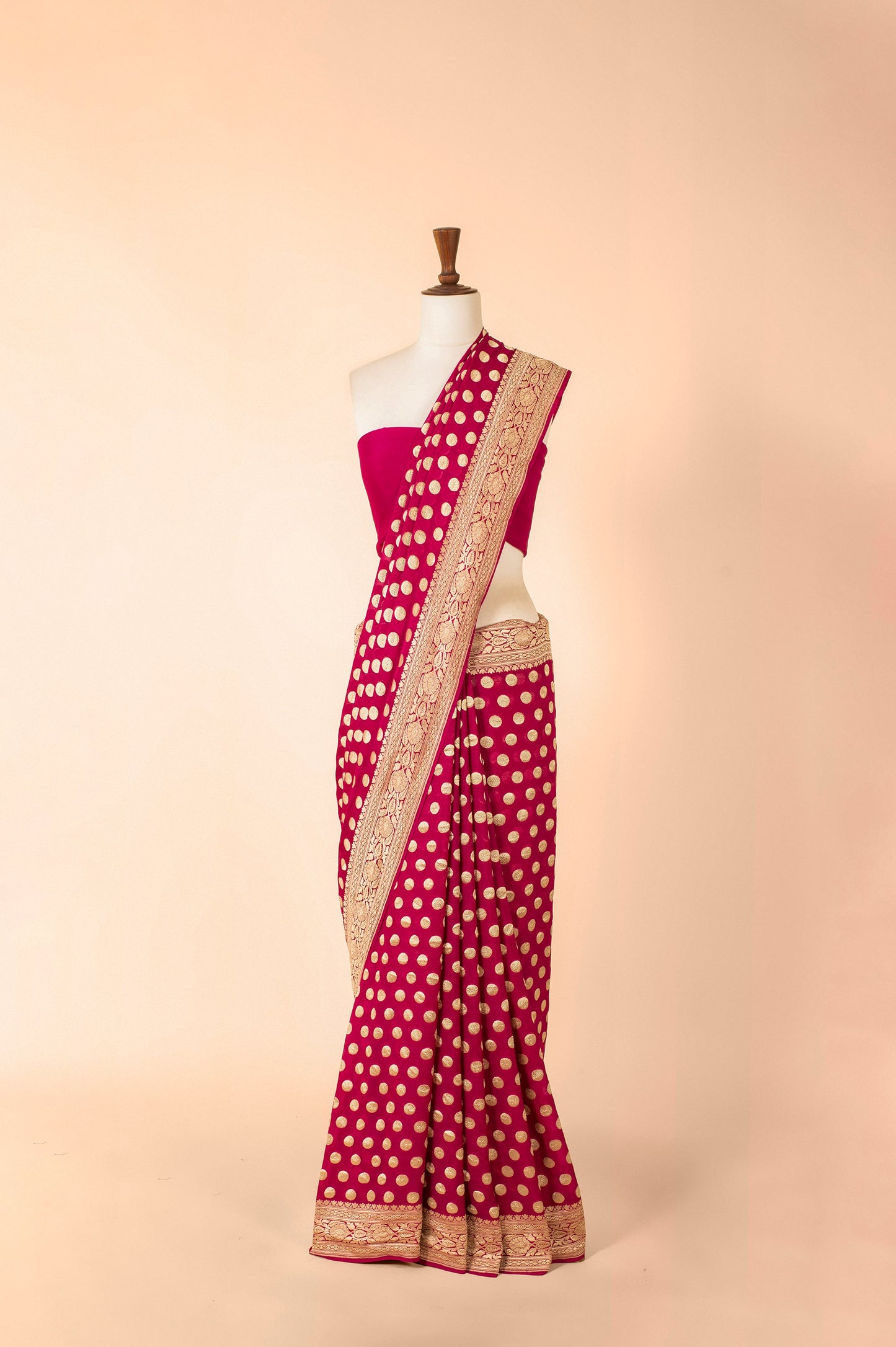 Handwoven Magenta Georgette Sari