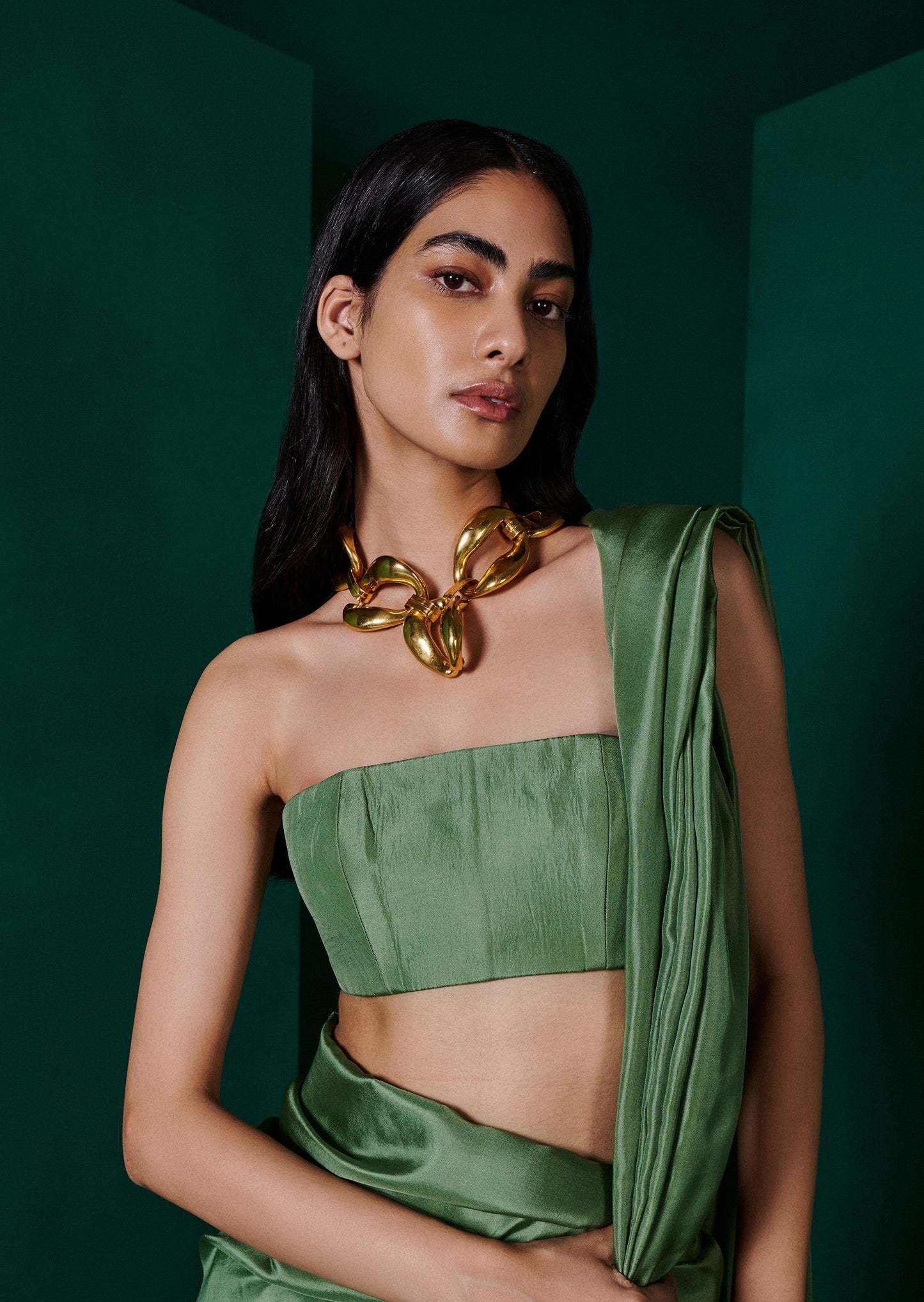 Forest Green Bustier Blouse