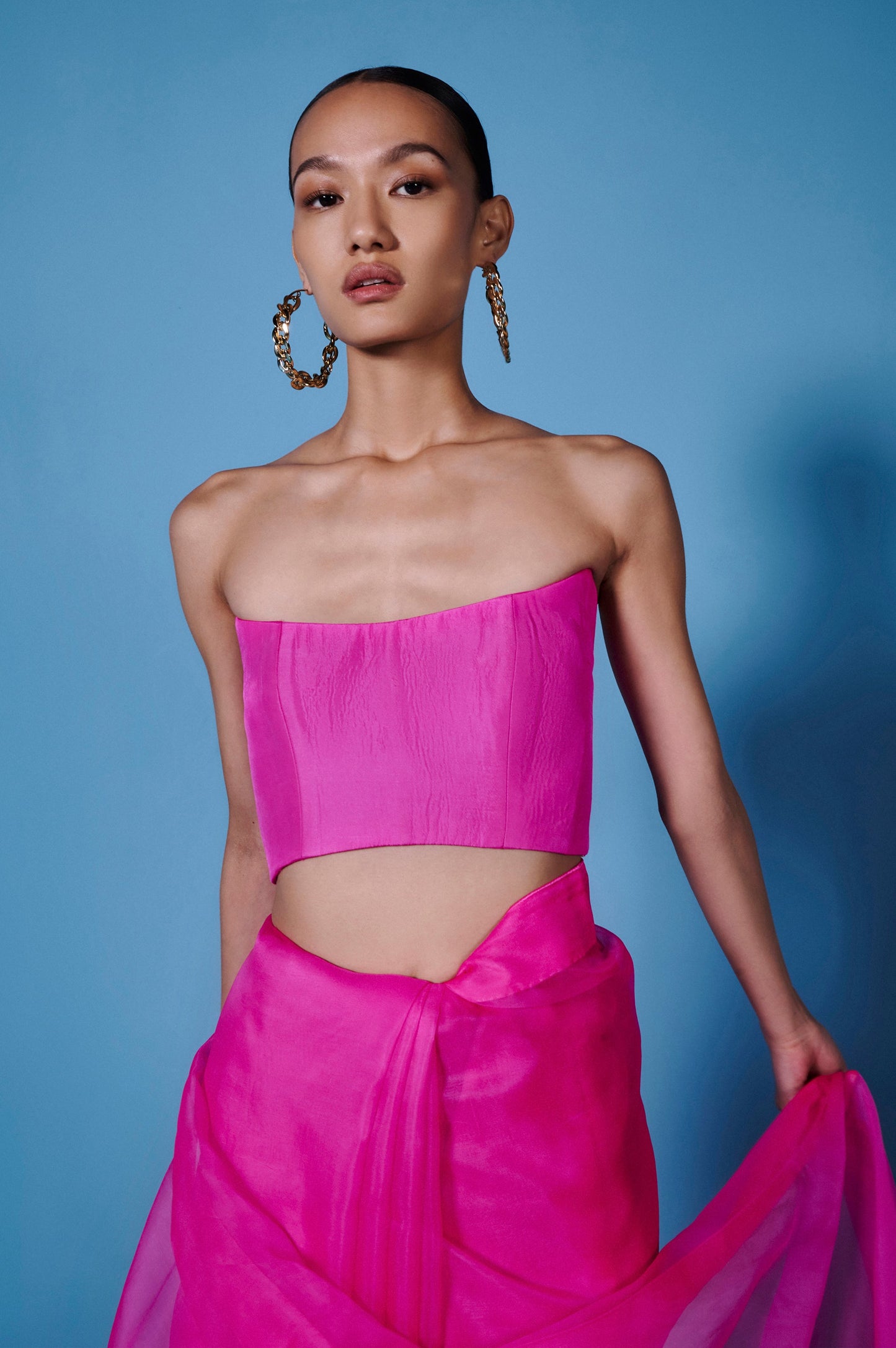 Fuchsia Pink Corset Blouse