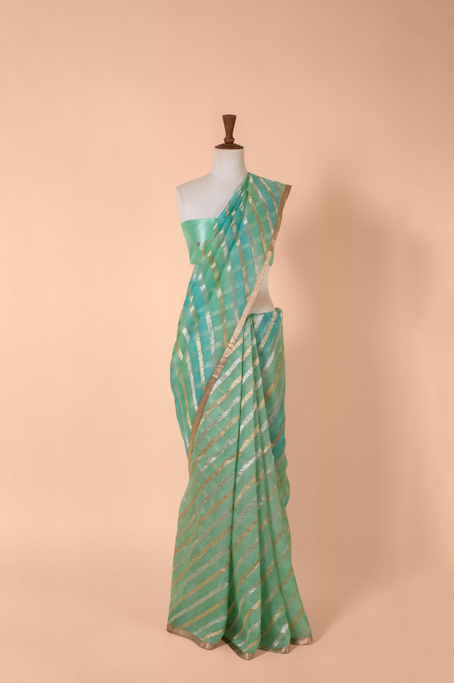 Handwoven Sea Green Organza Sari