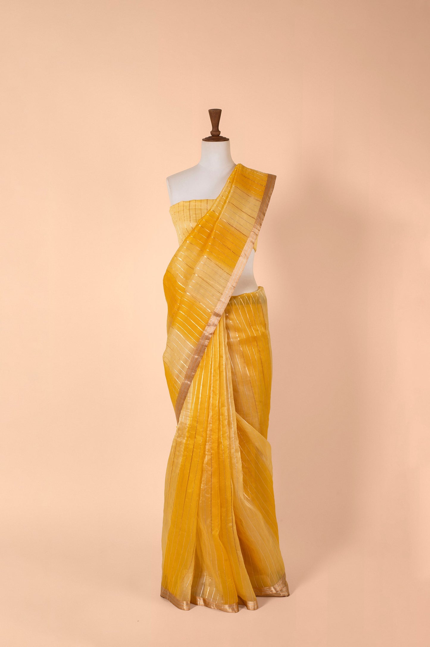 Handwoven Yellow Organza Sari