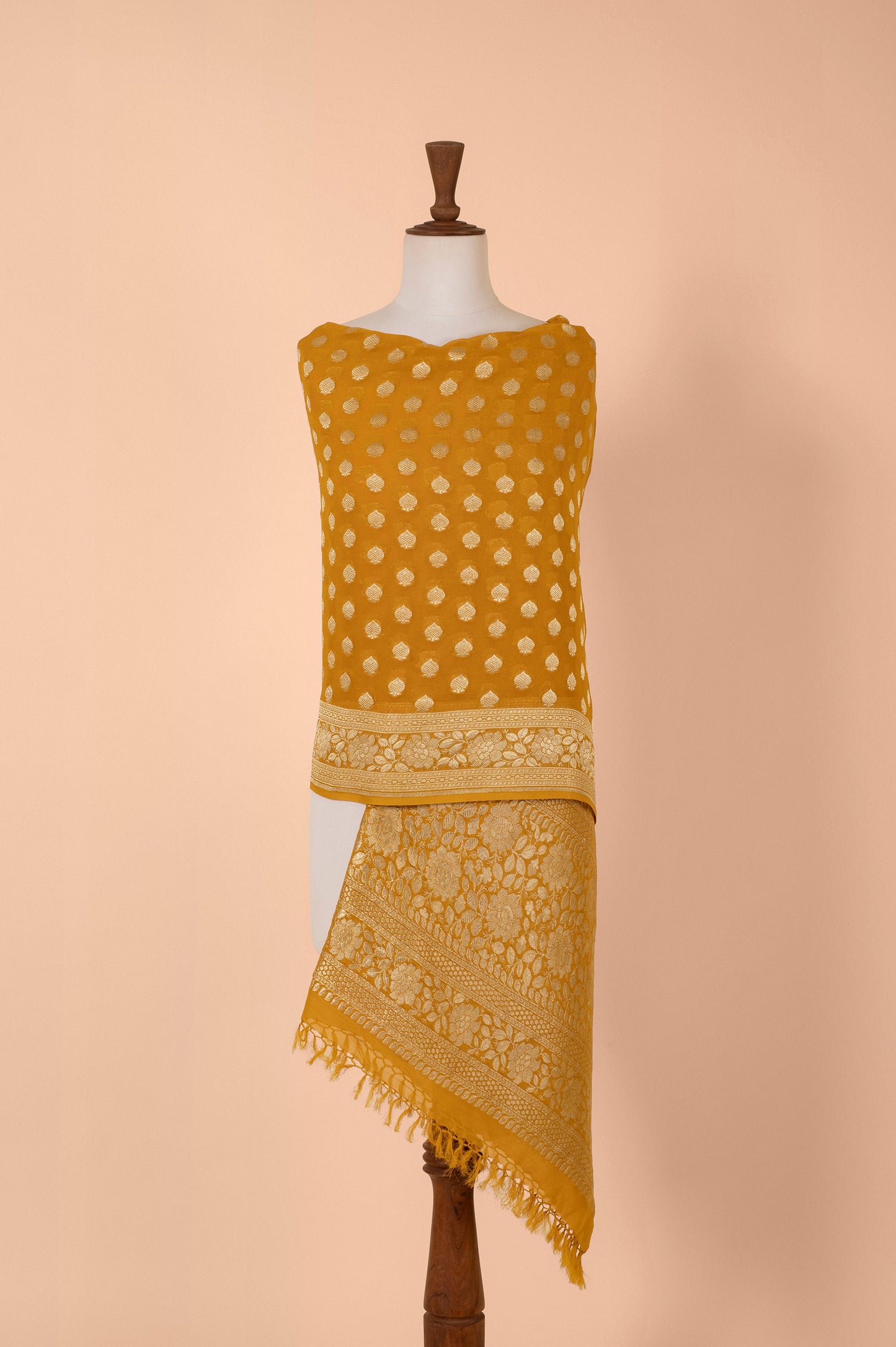 Handwoven Yellow Georgette Dupatta
