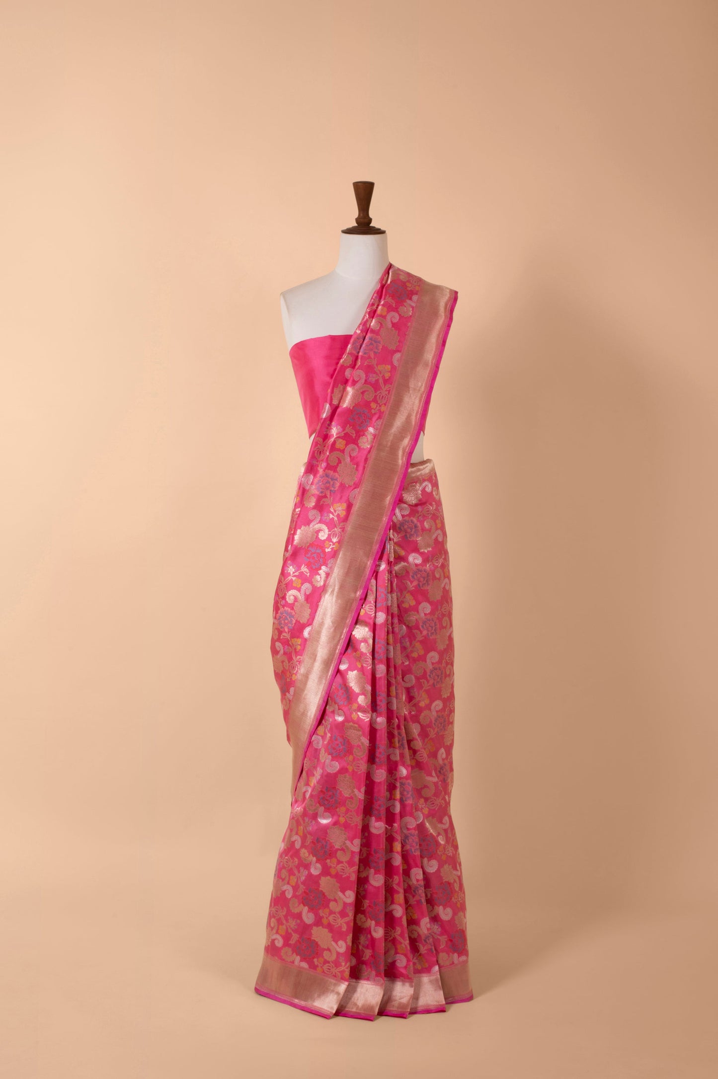 Handwoven Pink Silk Sari