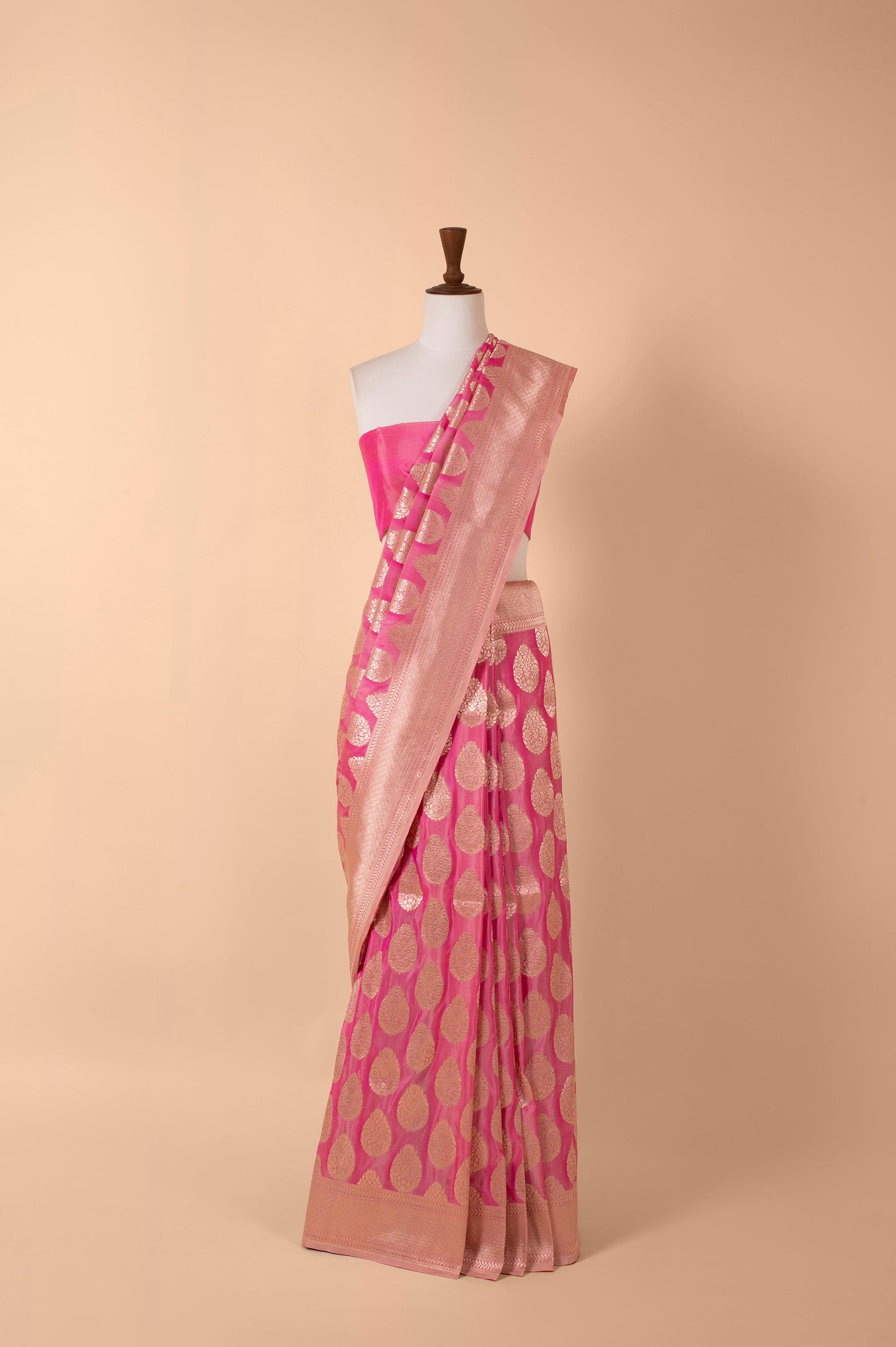 Handwoven Pink Silk Sari