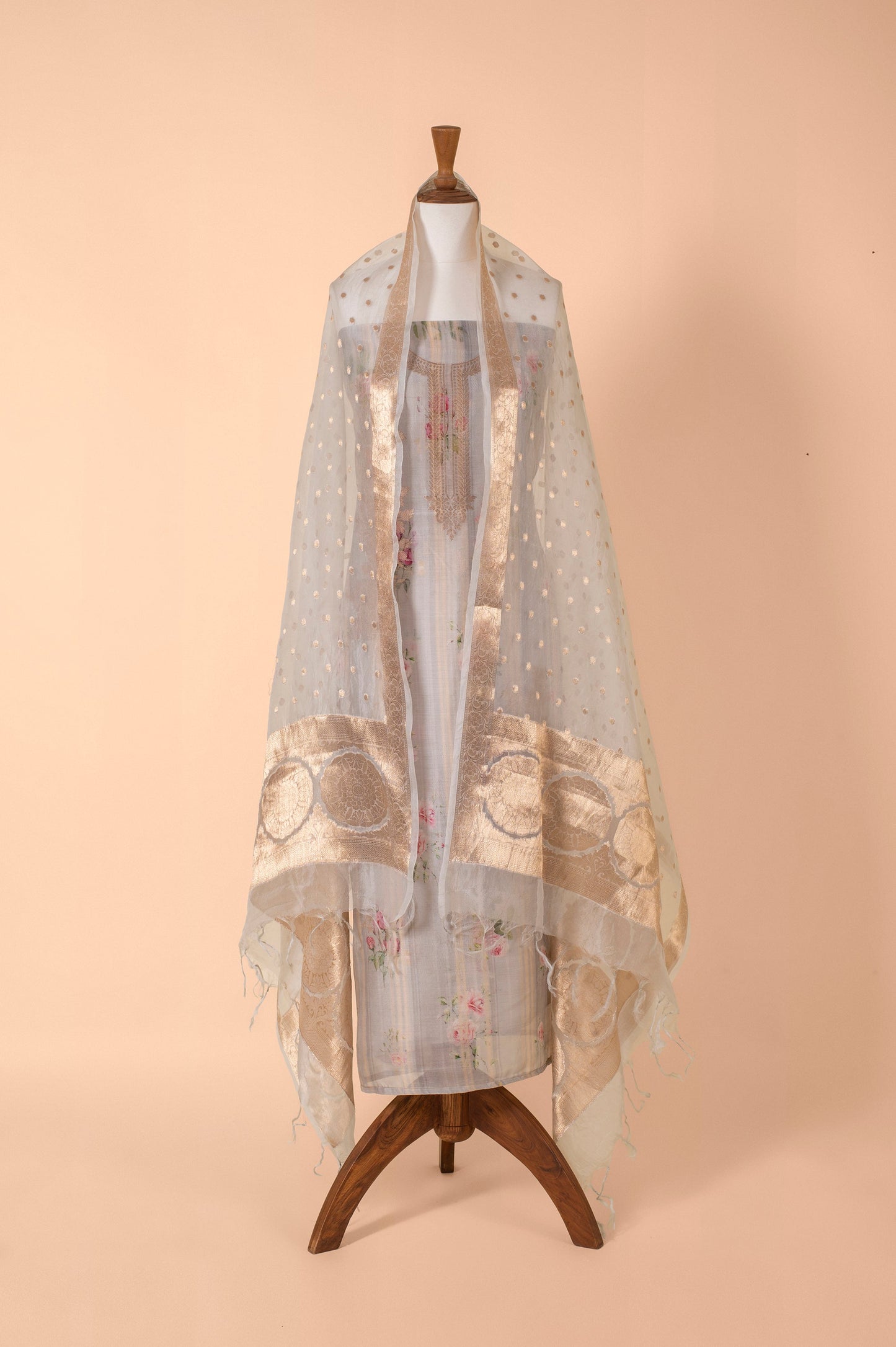 Handwoven Grey Chanderi Suit Piece