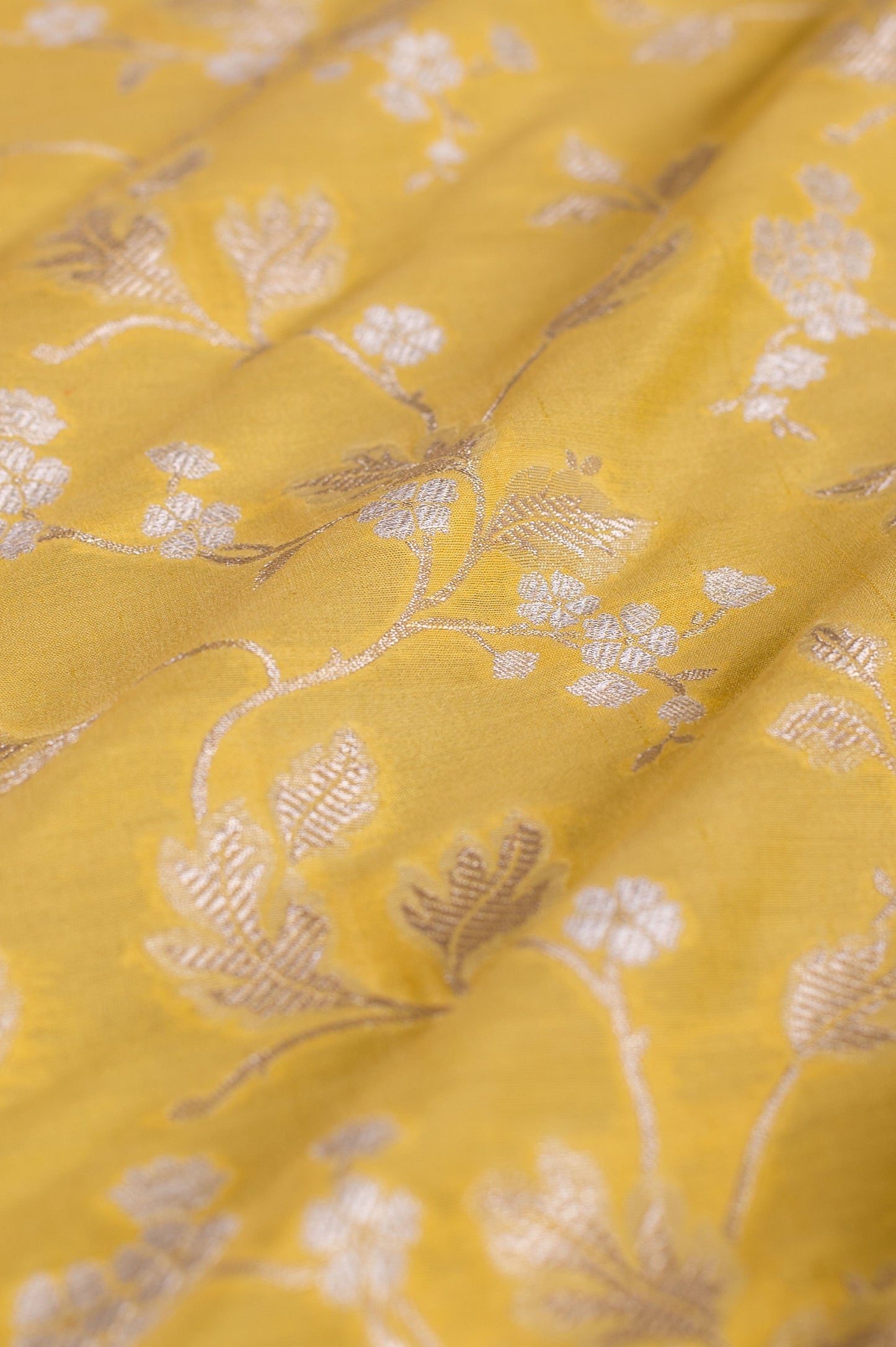 Handwoven Yellow Chanderi Cotton Blouse Fabric