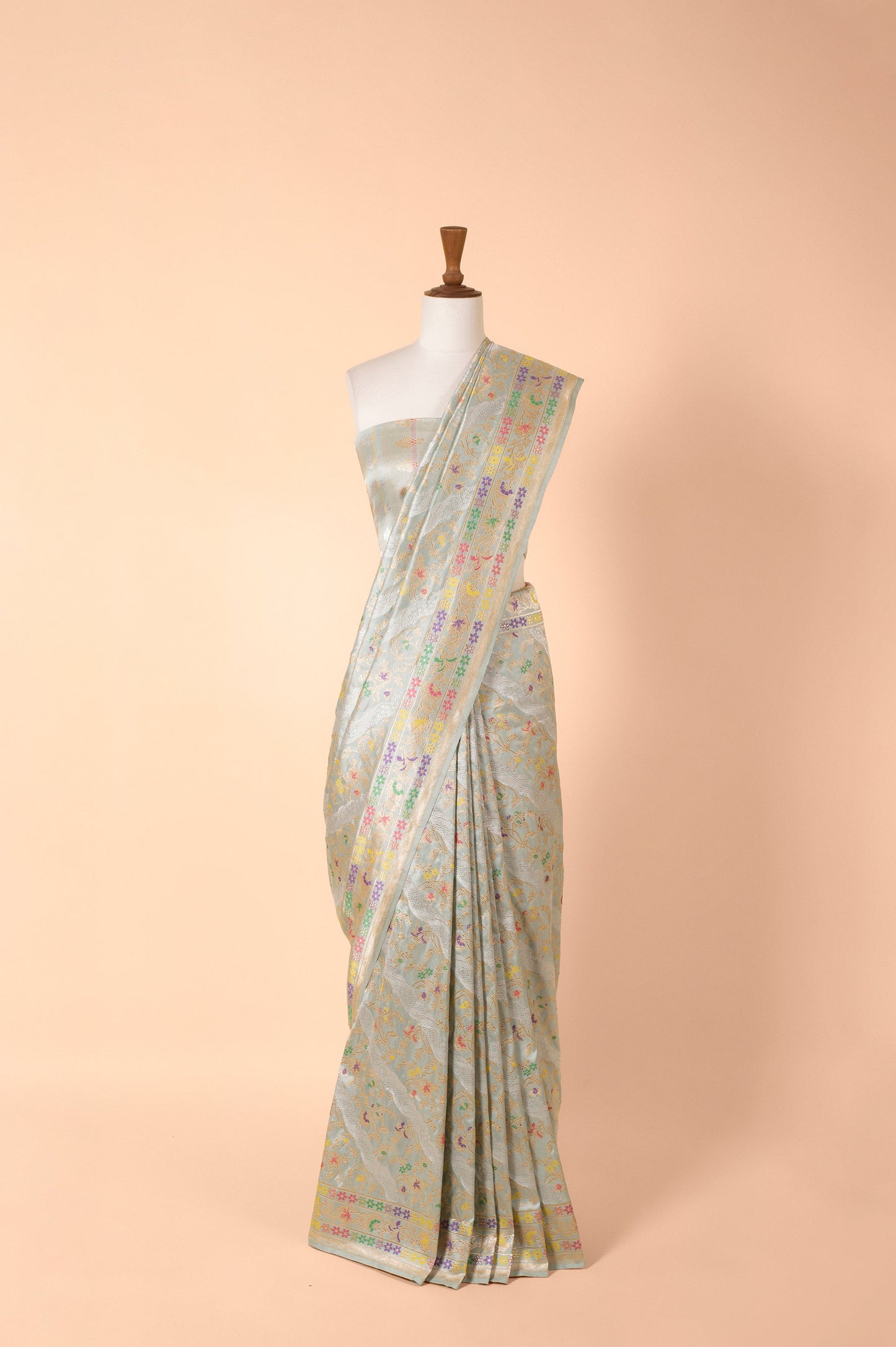 Handwoven Light Blue Silk Sari