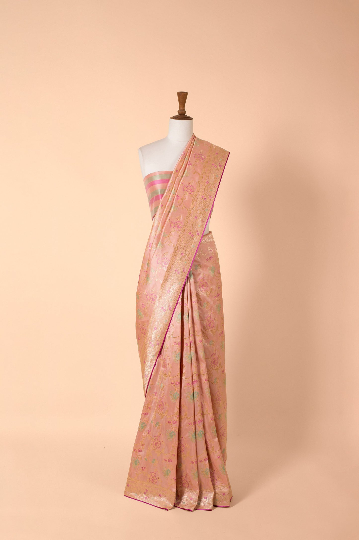 Handwoven Peach Silk Saree