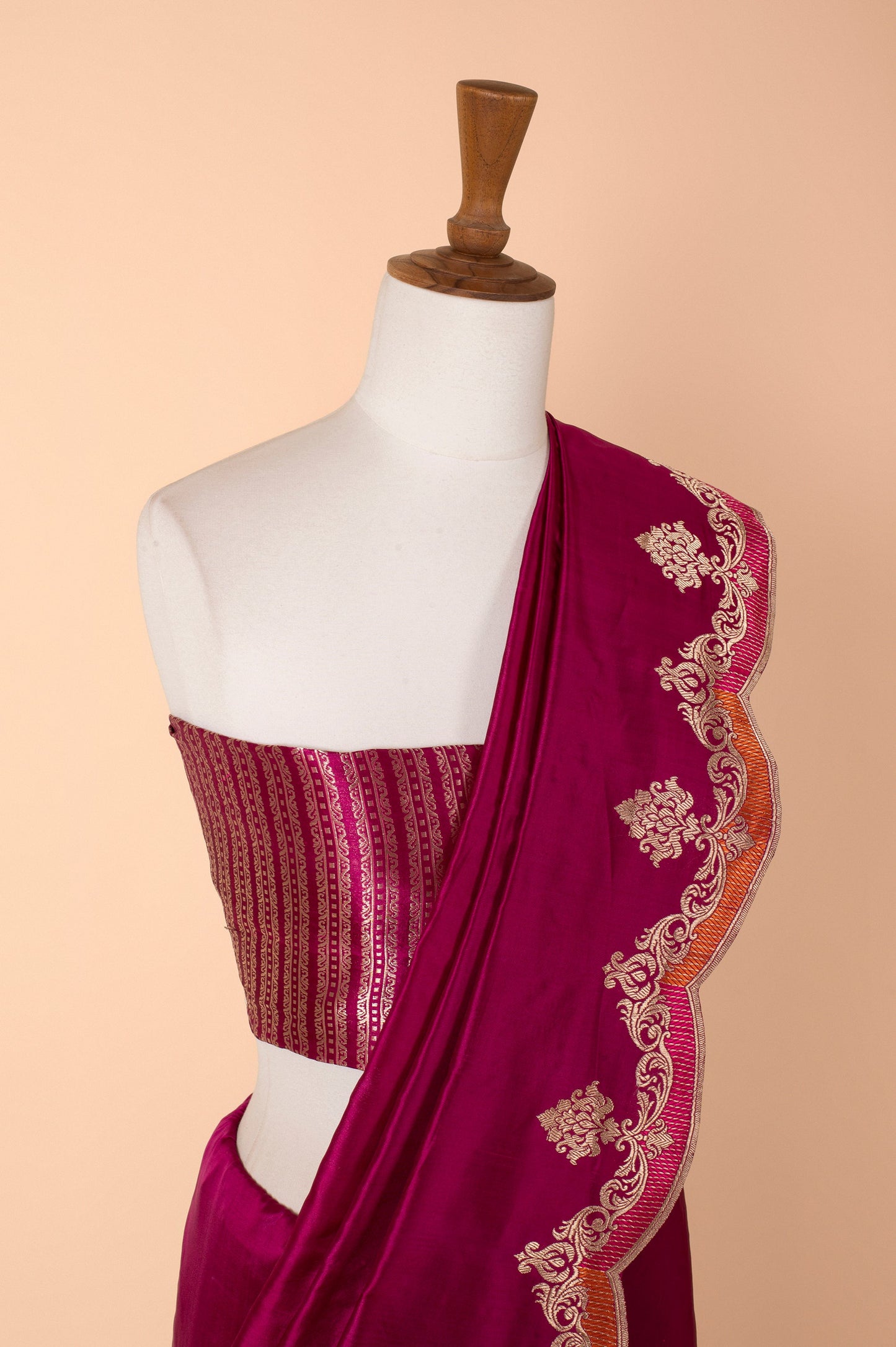 Handwoven Garnet Silk Sari