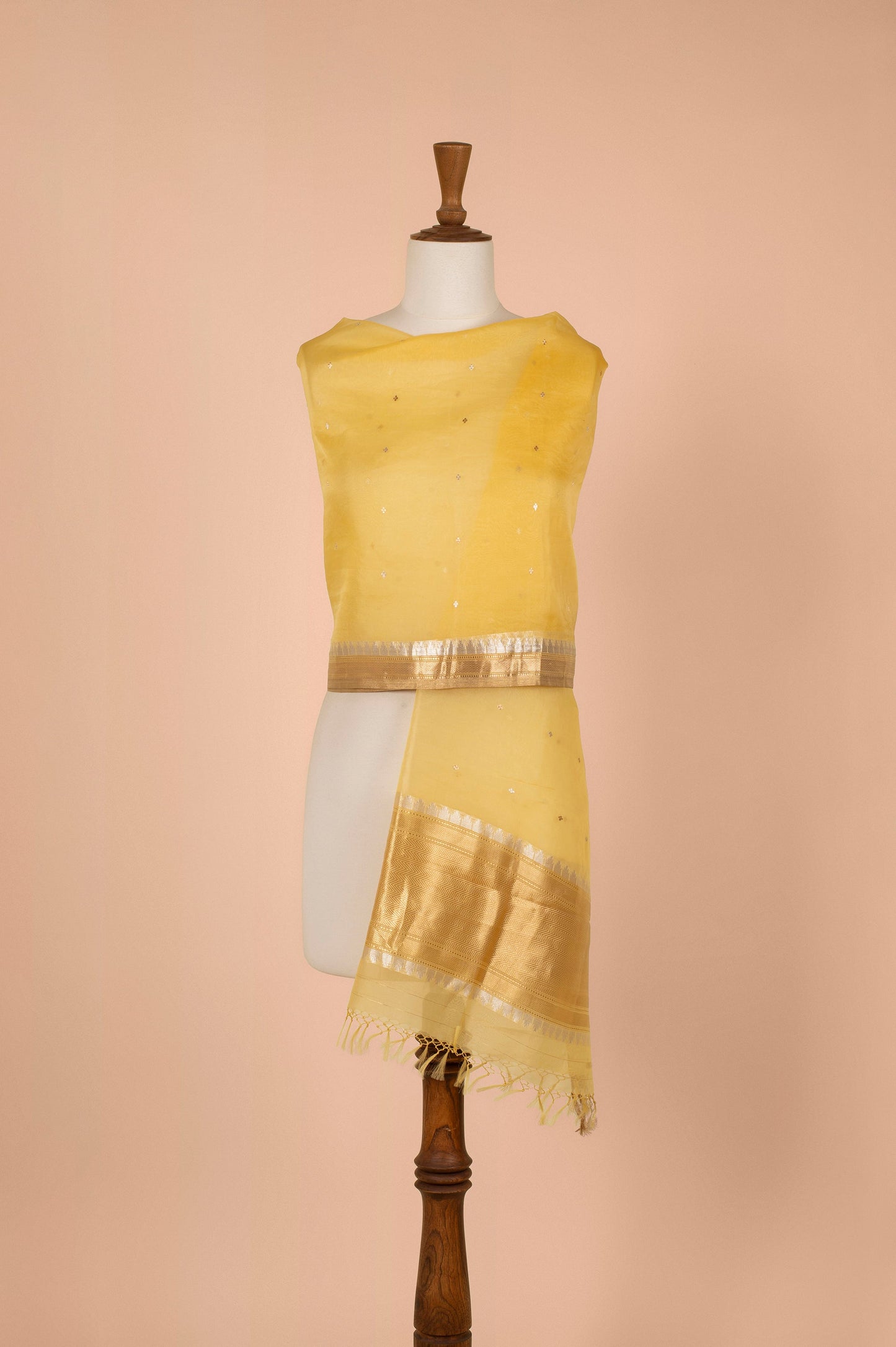 Handwoven Yellow Organza Dupatta