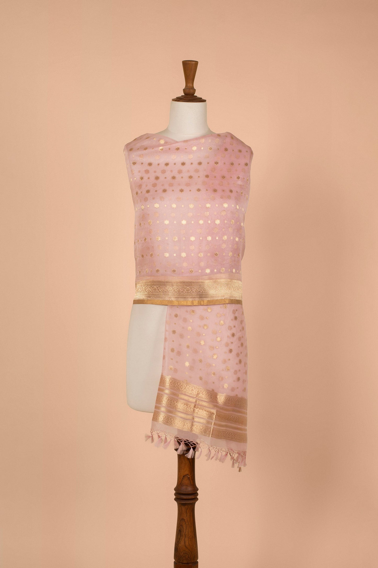 Handwoven Pink Organza Dupatta