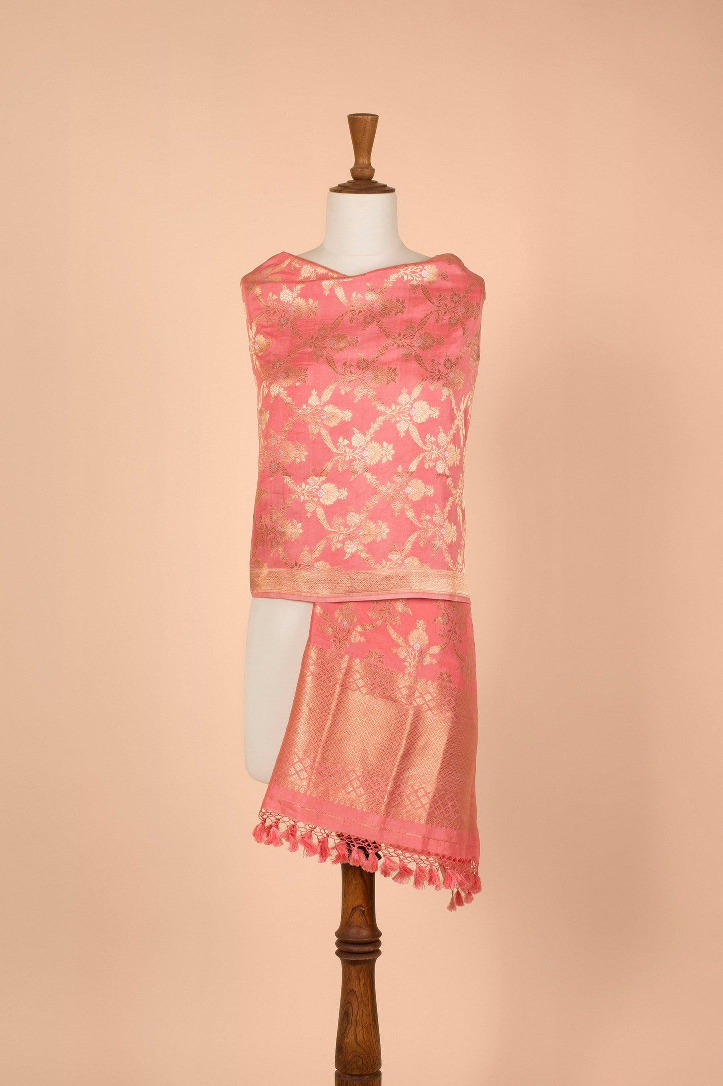Handwoven Pink Silk Dupatta