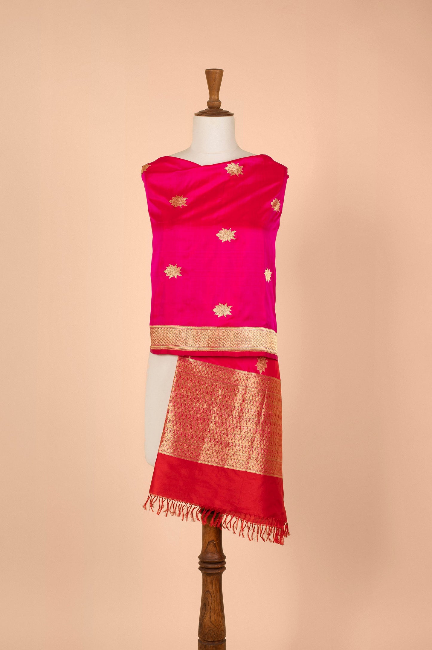 Handwoven Pink Silk Dupatta