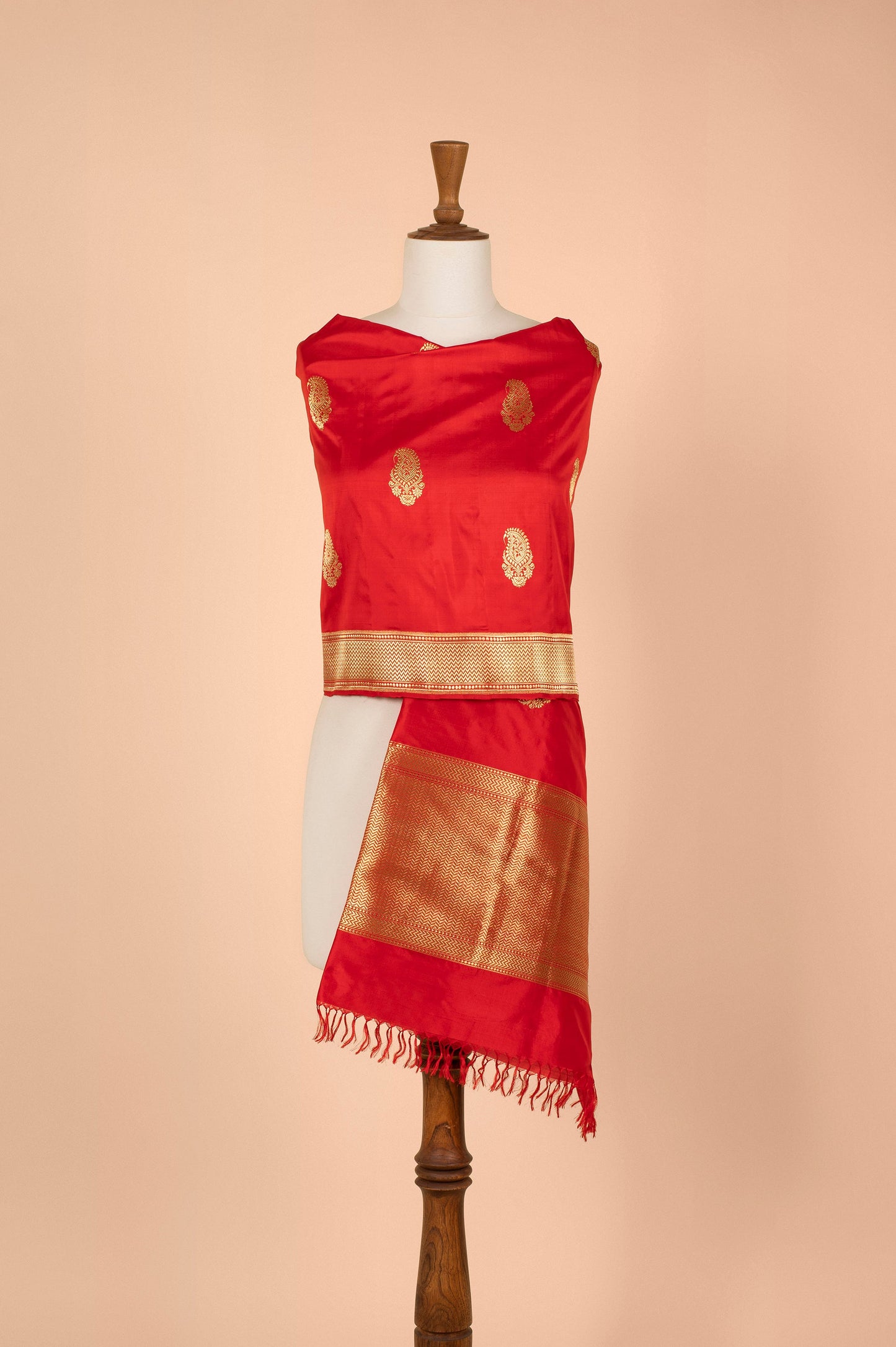 Handwoven Red Silk Dupatta
