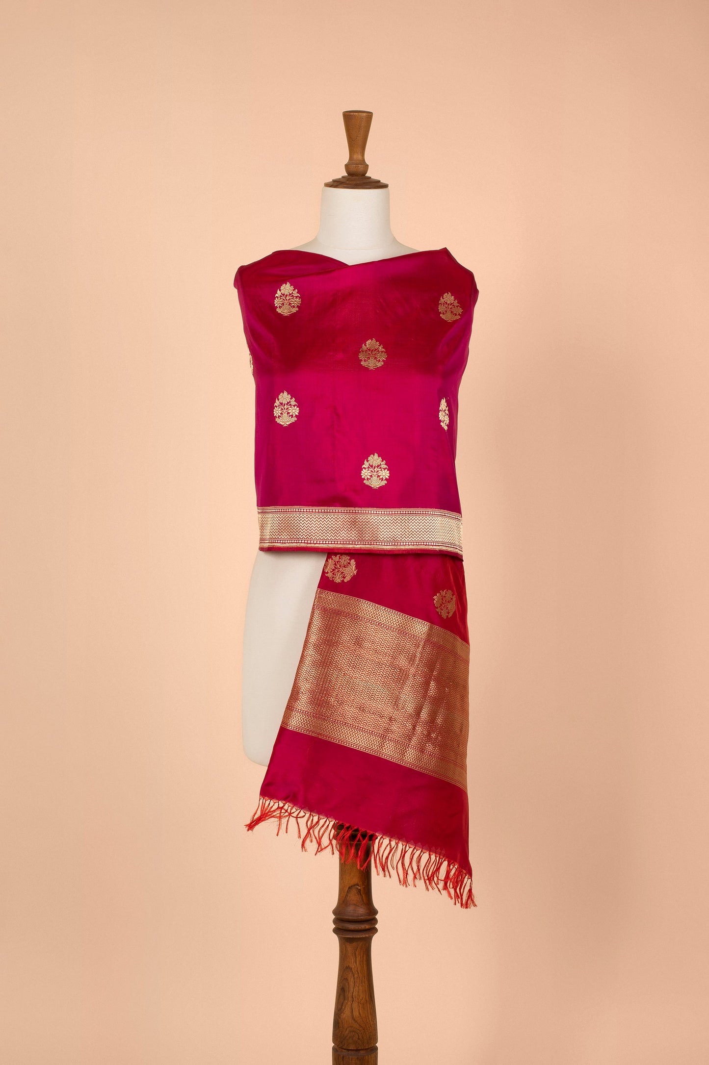 Handwoven Wine Silk Dupatta