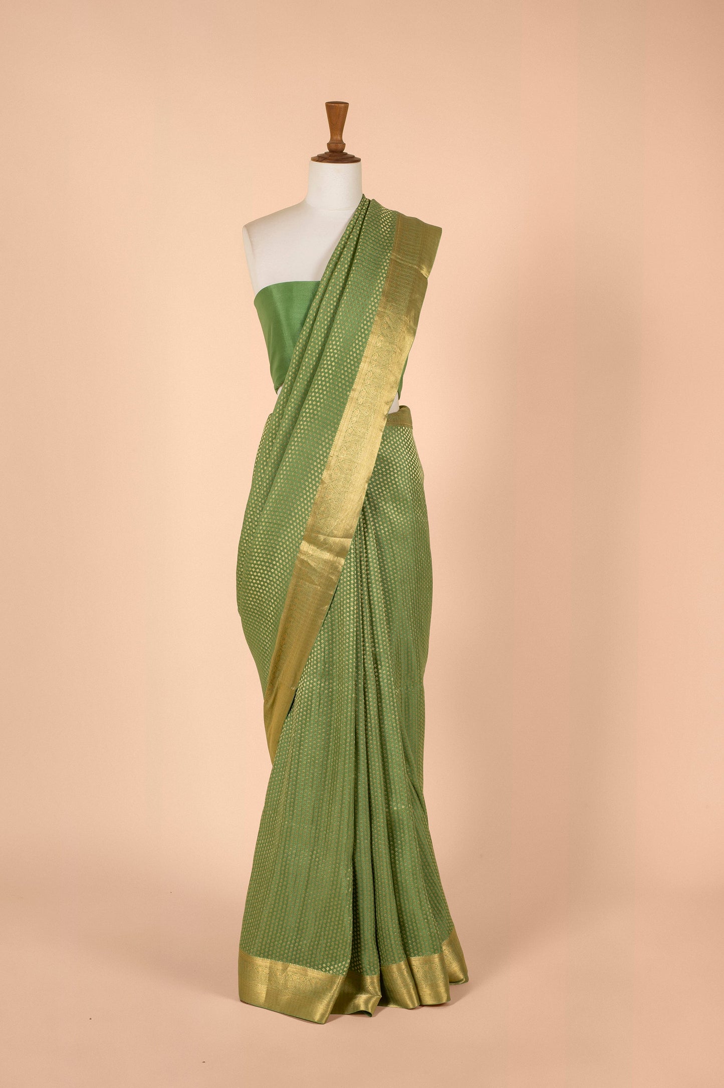 Handwoven Green Georgette Sari