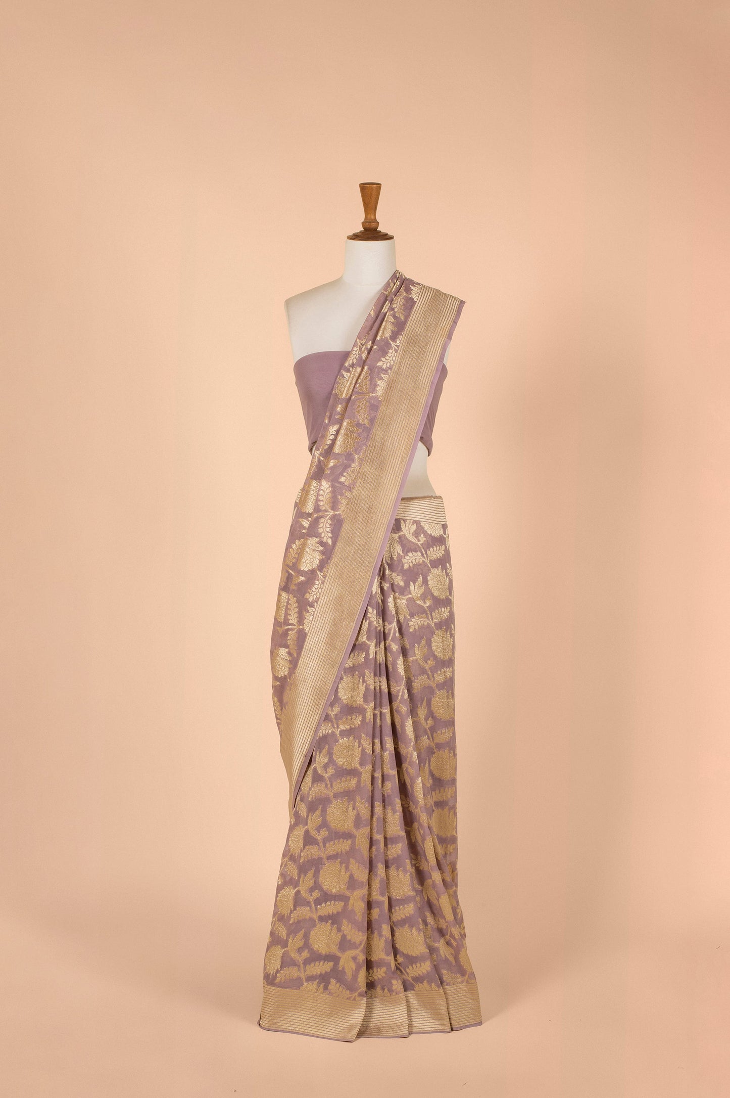 Handwoven Mauve Georgette Sari