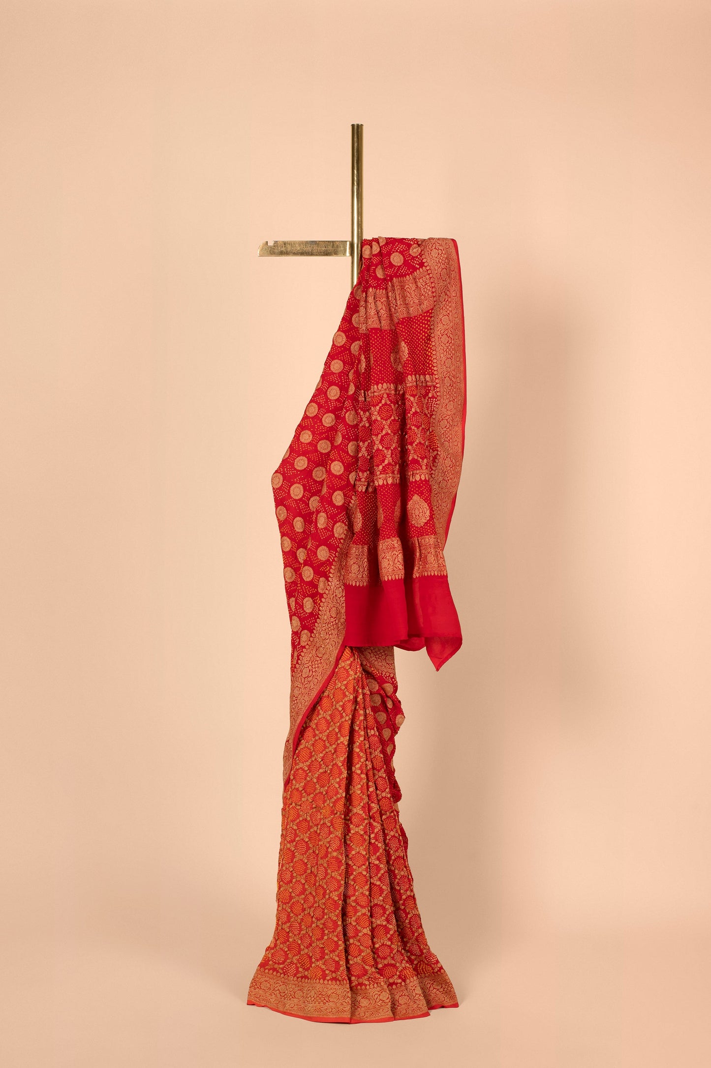 Handwoven Red Bandhani Sari