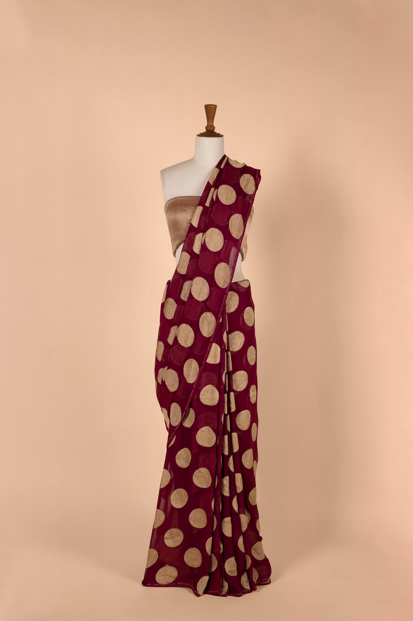 Handwoven Wine Georgette Sari