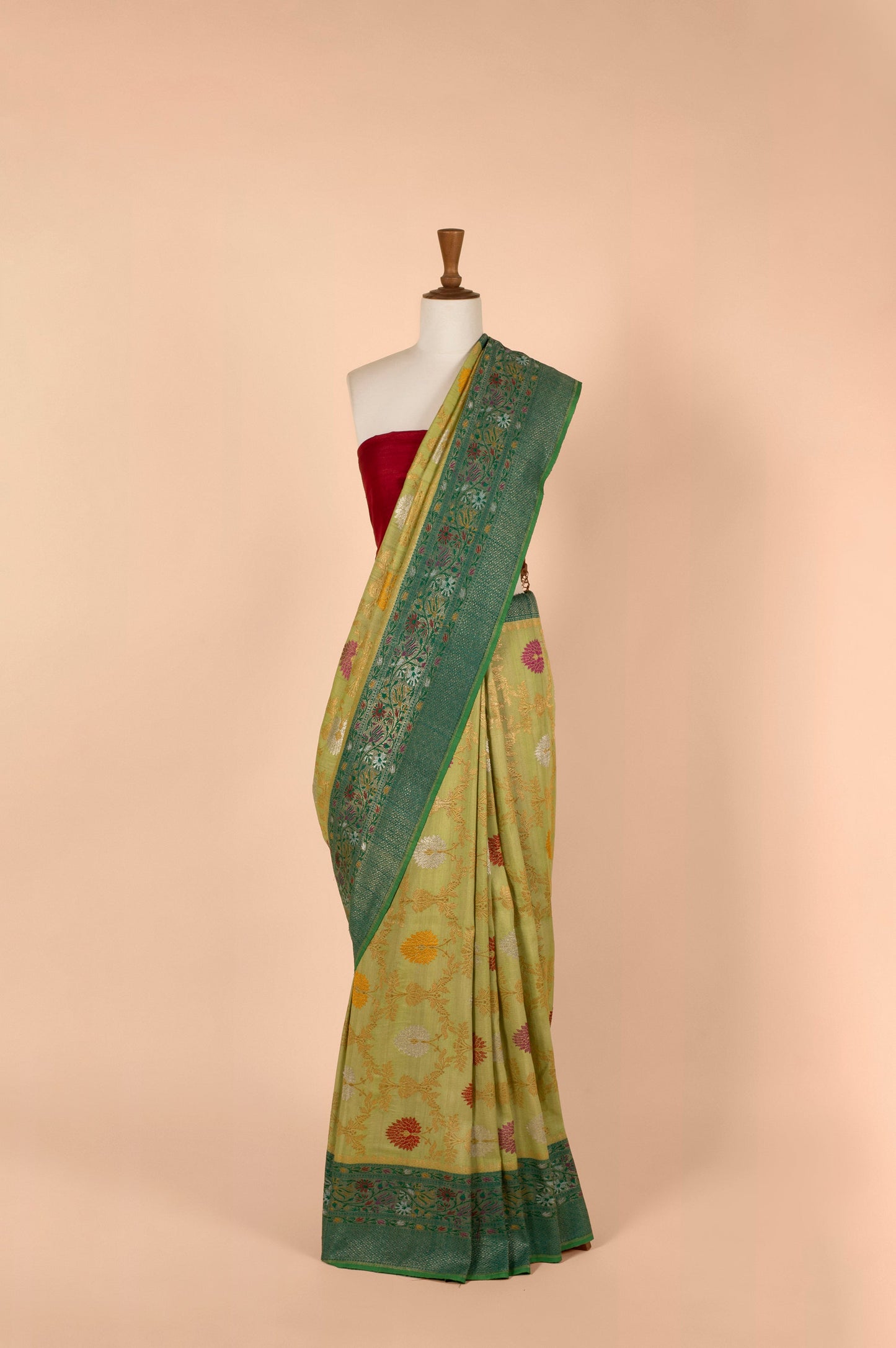 Handwoven Green Tusser Sari