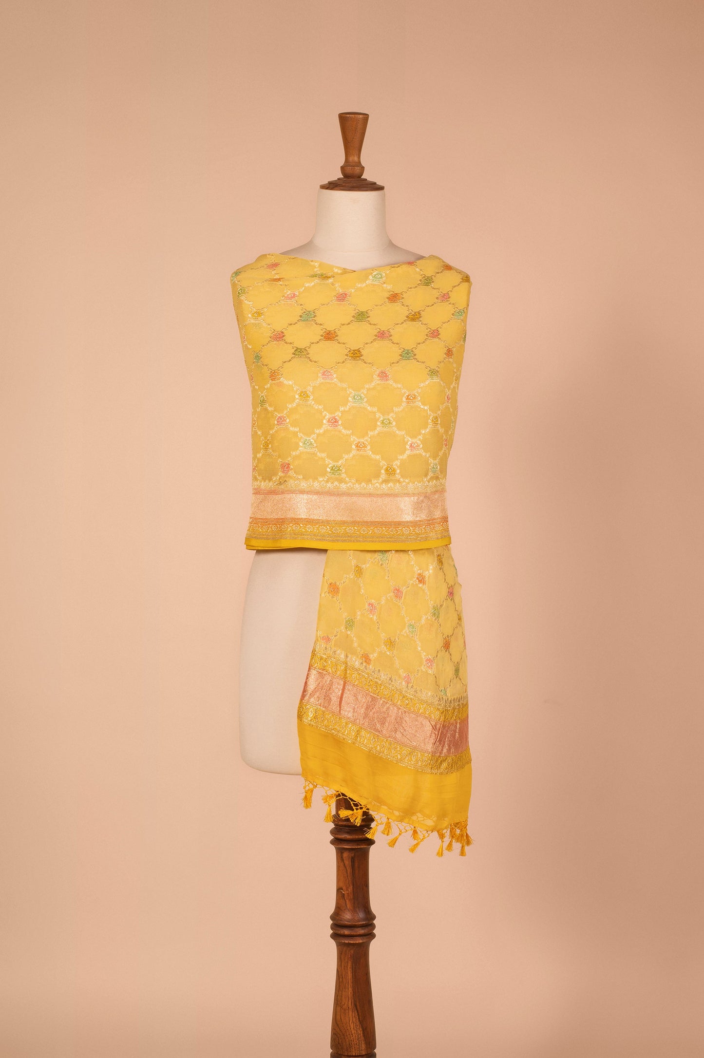 Handwoven Yellow Georgette Dupatta