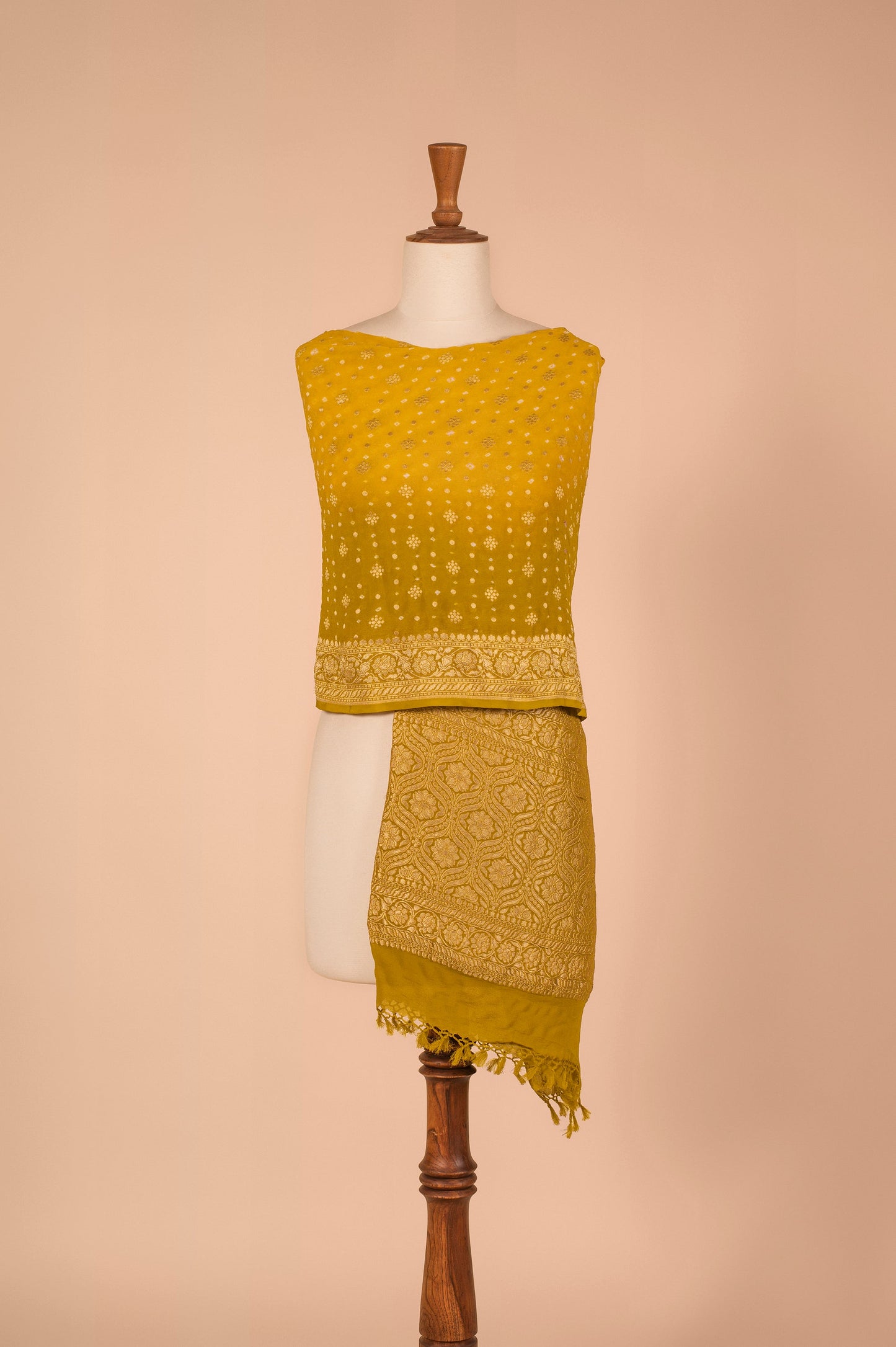 Handwoven Mustard Bandhani Dupatta