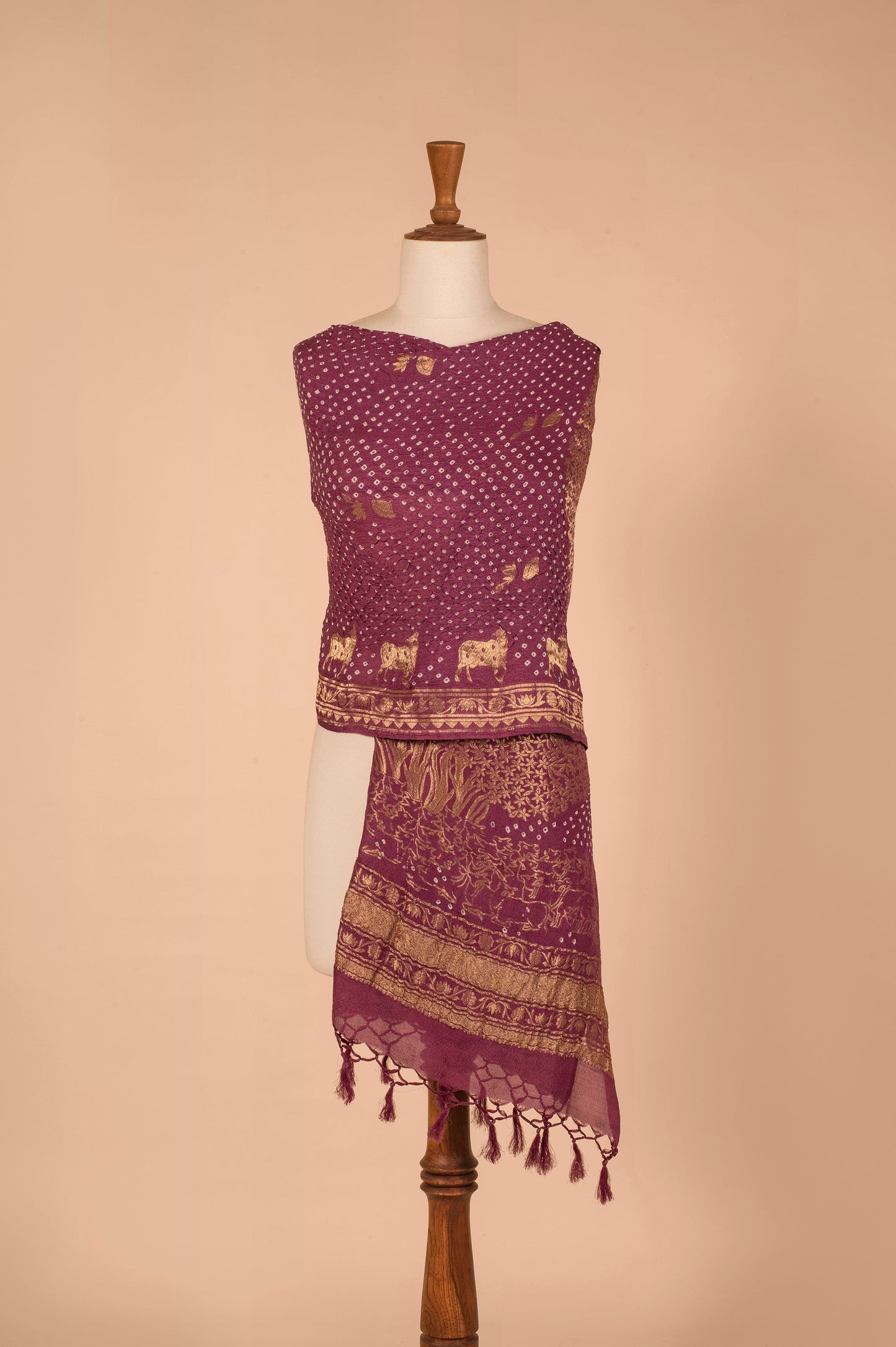 Handwoven Purple Bandhani Dupatta