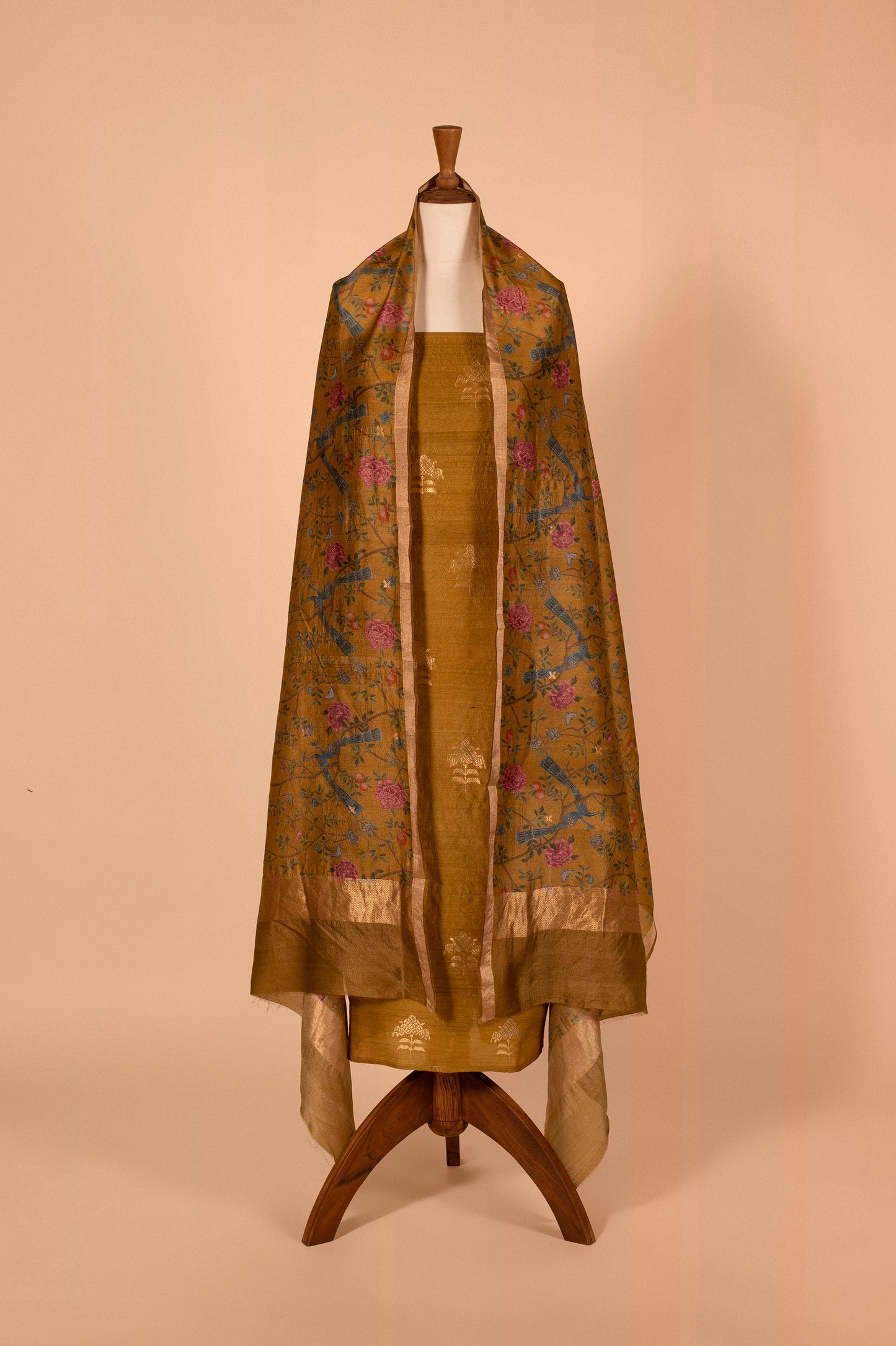 Handwoven Mustard Tussar Suit Piece