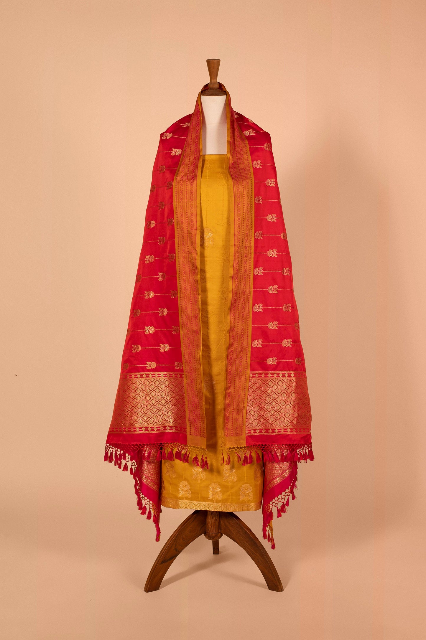 Handwoven Yellow Satin Silk Suit Piece