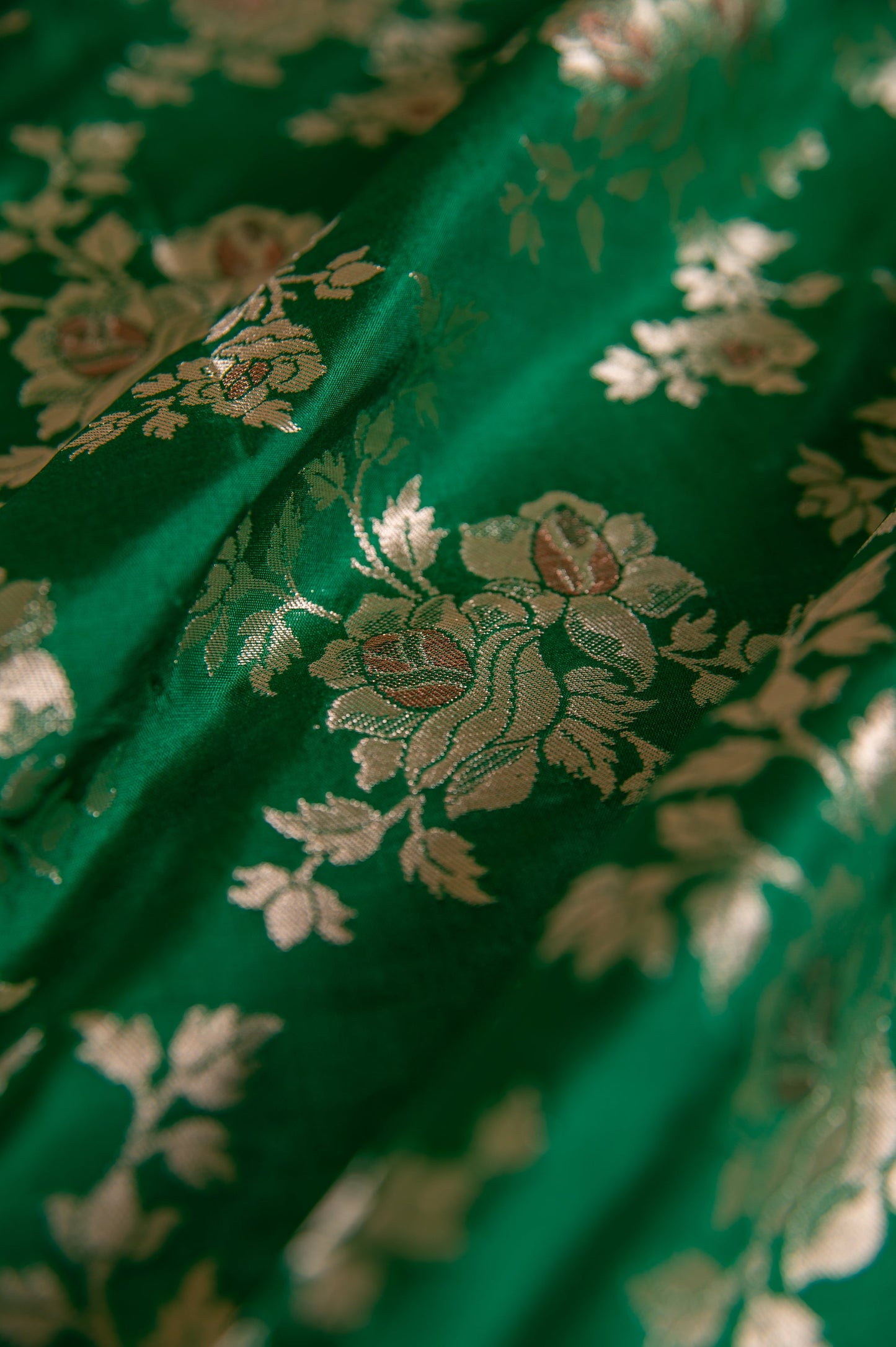 Handwoven Green Silk Blouse Fabric