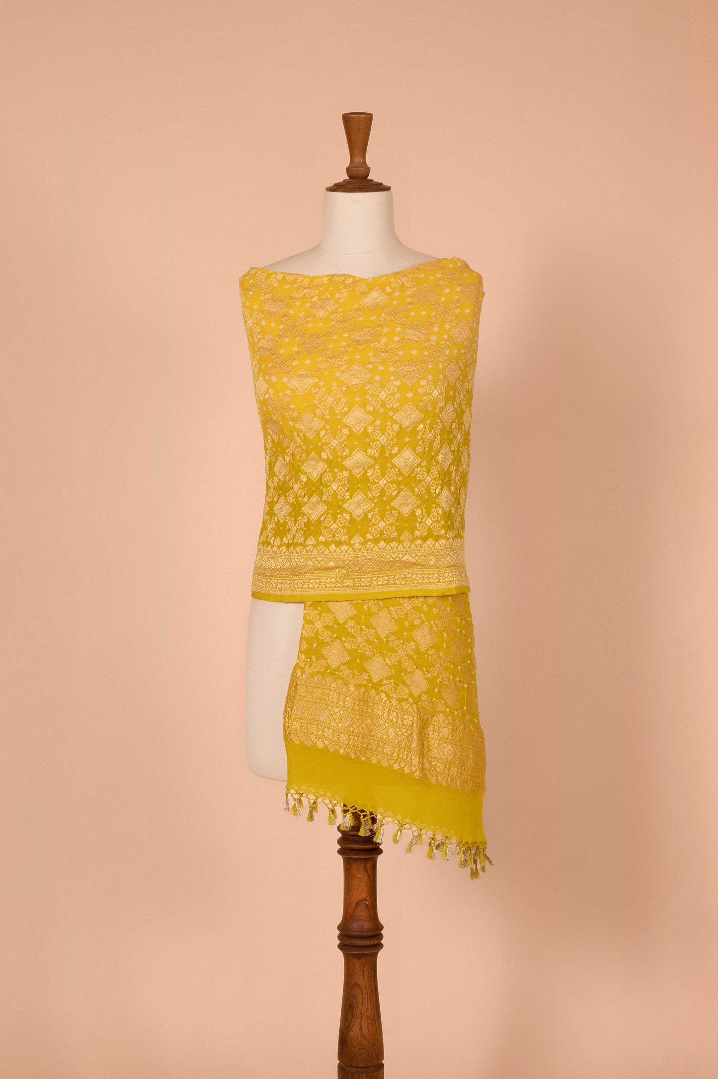 Handwoven Mustard Bandhani Dupatta