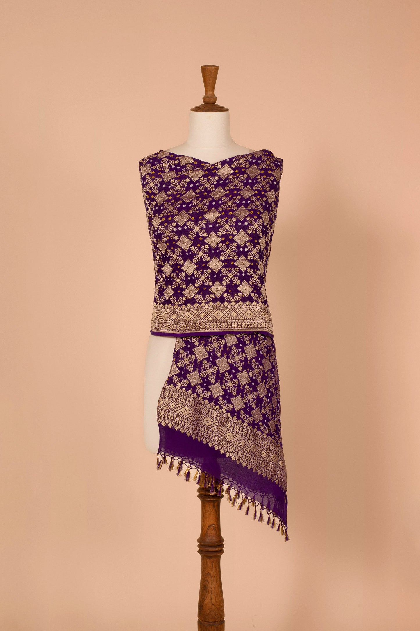 Handwoven Purple Bandhani Dupatta