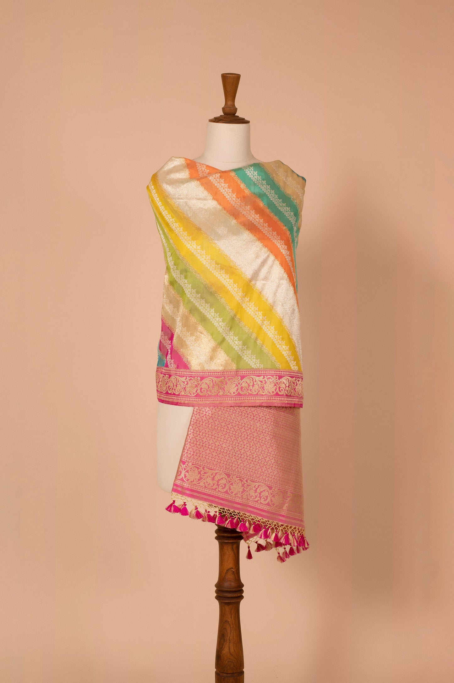 Handwoven Multicolor Real Zari Silk Dupatta