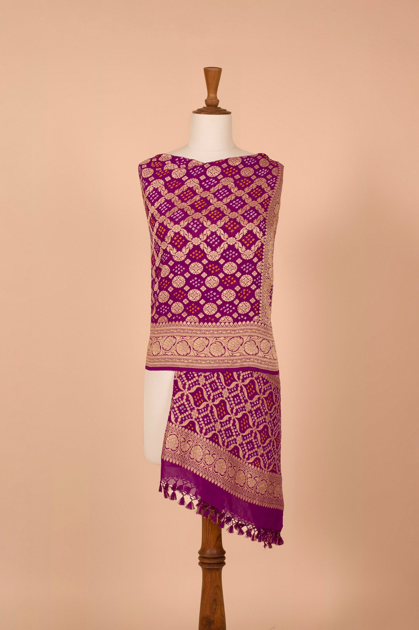 Handwoven Purple Bandhani Dupatta