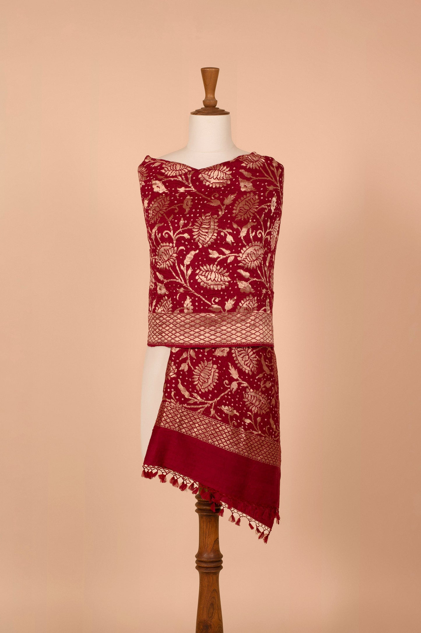 Handwoven Red Bandhani Dupatta