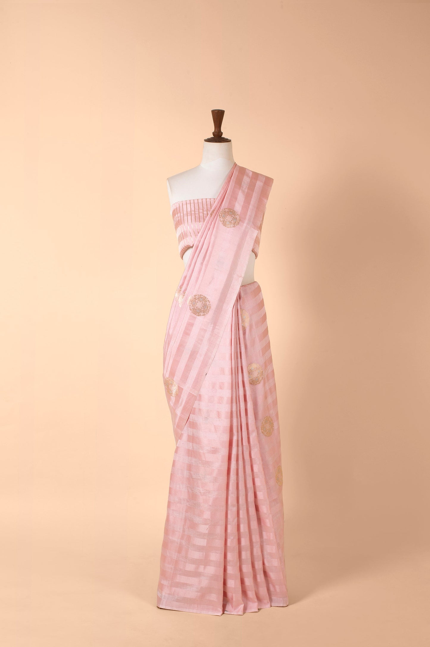 Handwoven Pink Satin Silk Sari