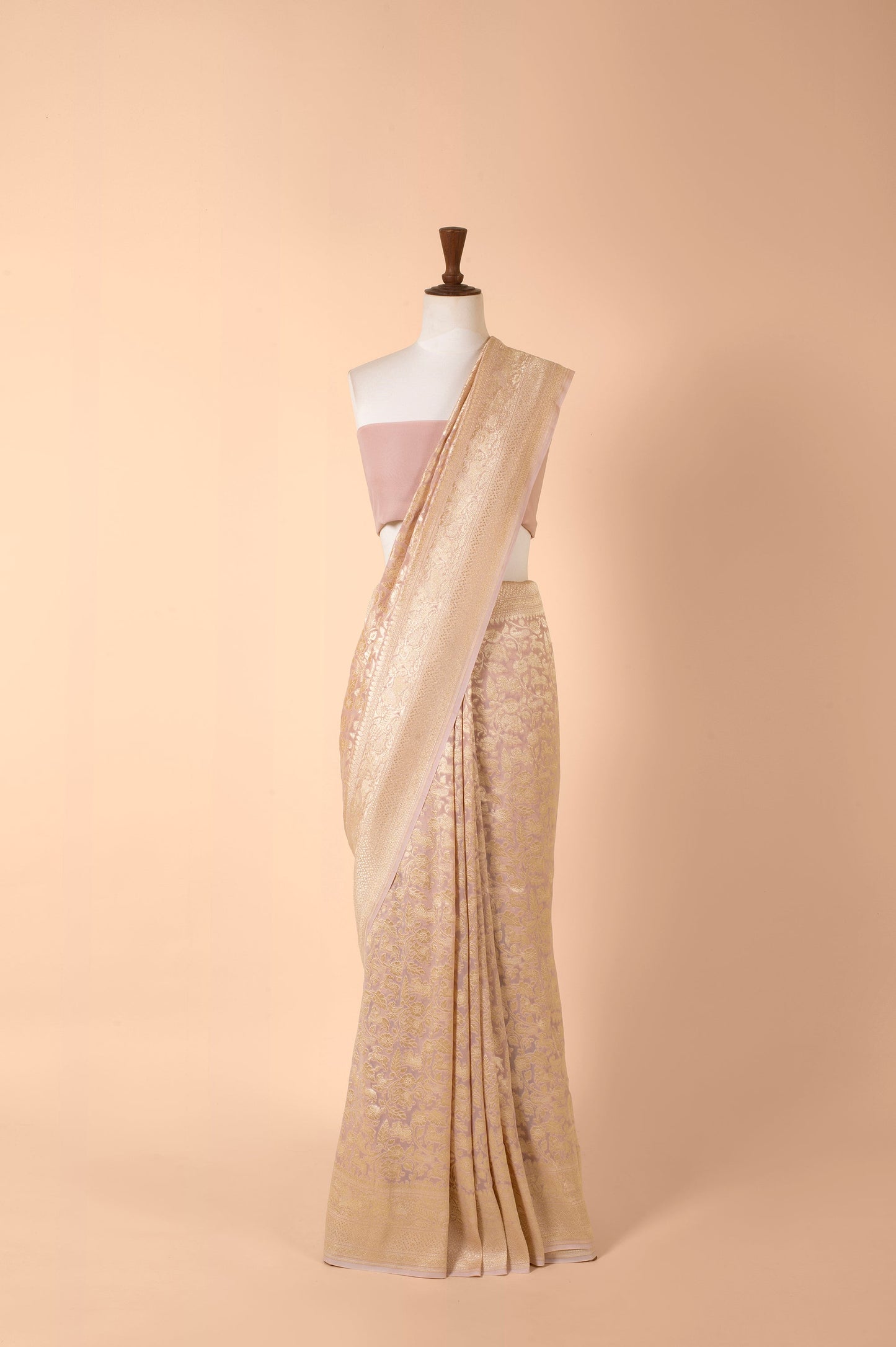 Handwoven Lavender Georgette Sari